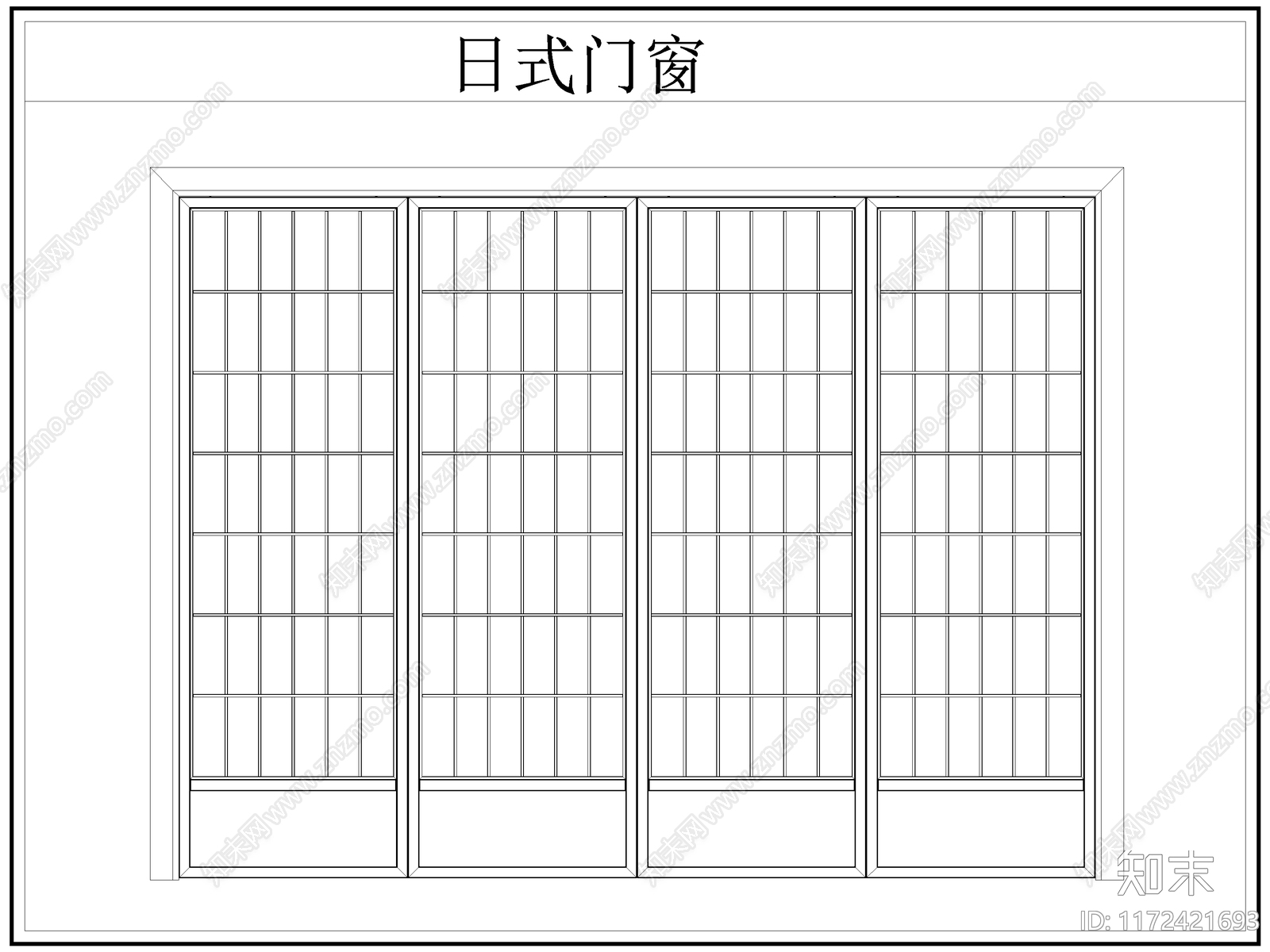 日式门cad施工图下载【ID:1172421693】