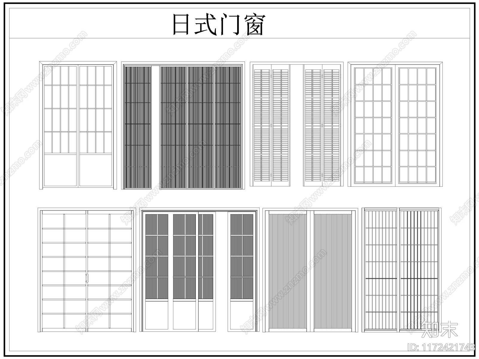 日式门cad施工图下载【ID:1172421743】