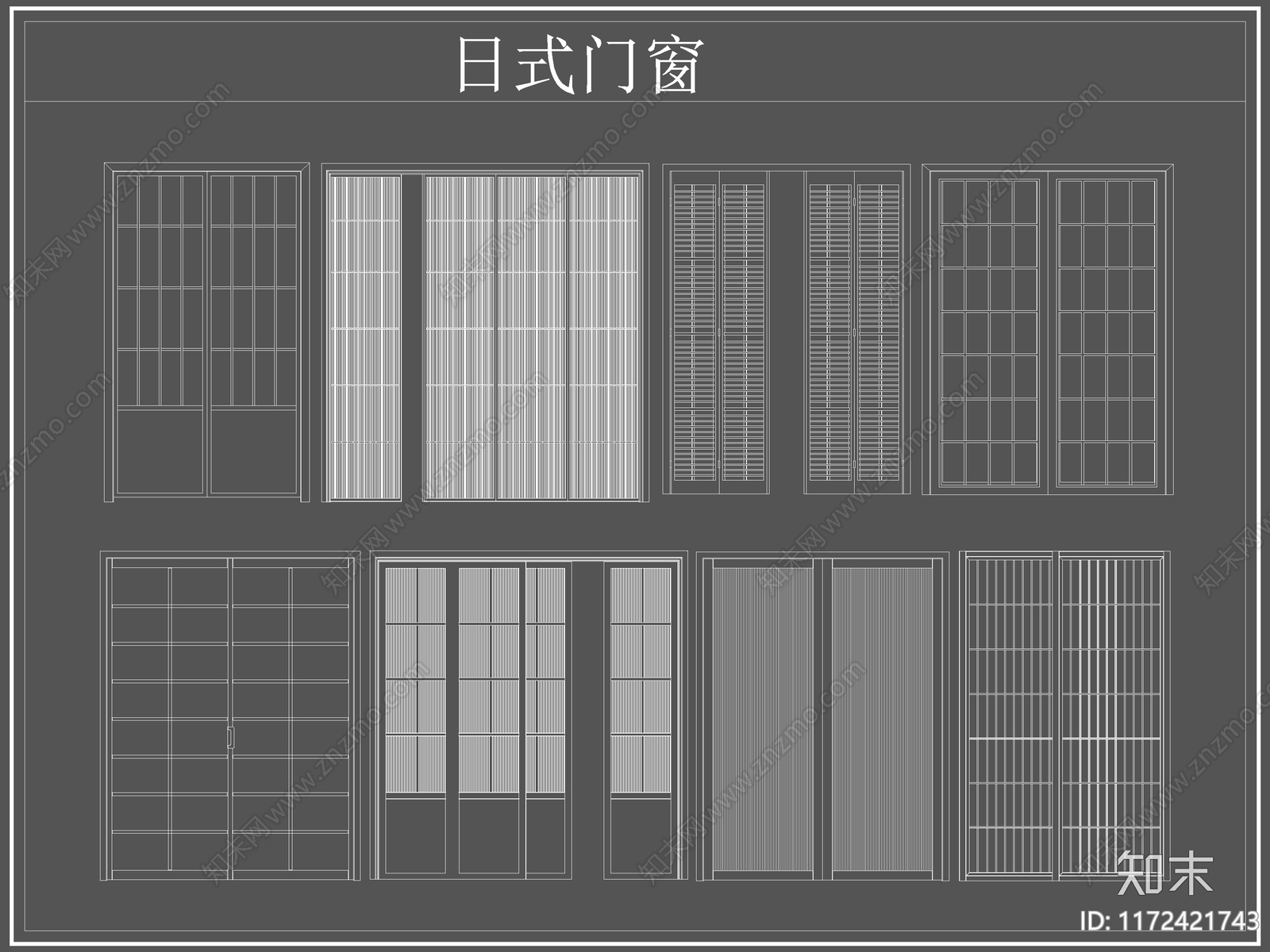 日式门cad施工图下载【ID:1172421743】