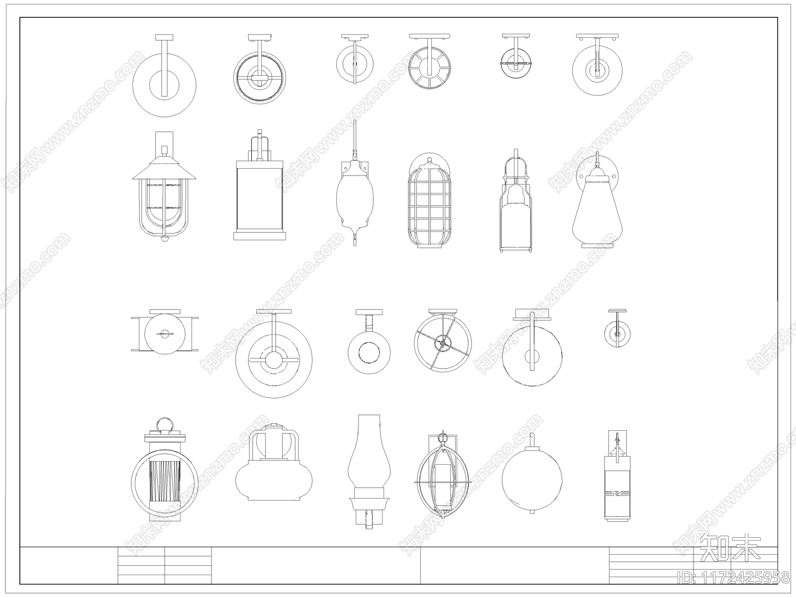 现代灯具图库cad施工图下载【ID:1172425958】