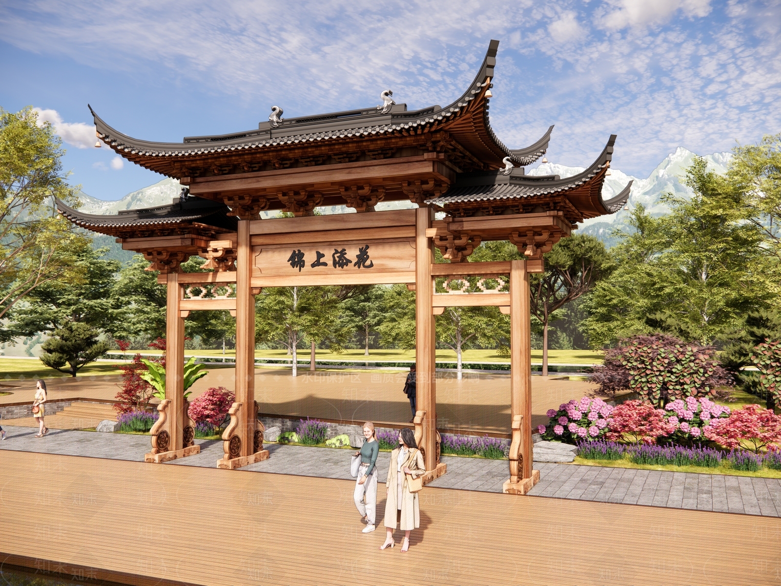 现代新中式牌坊牌楼SU模型下载【ID:1172436770】