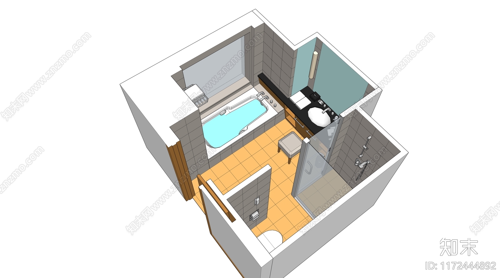 现代卫生间SU模型下载【ID:1172444892】