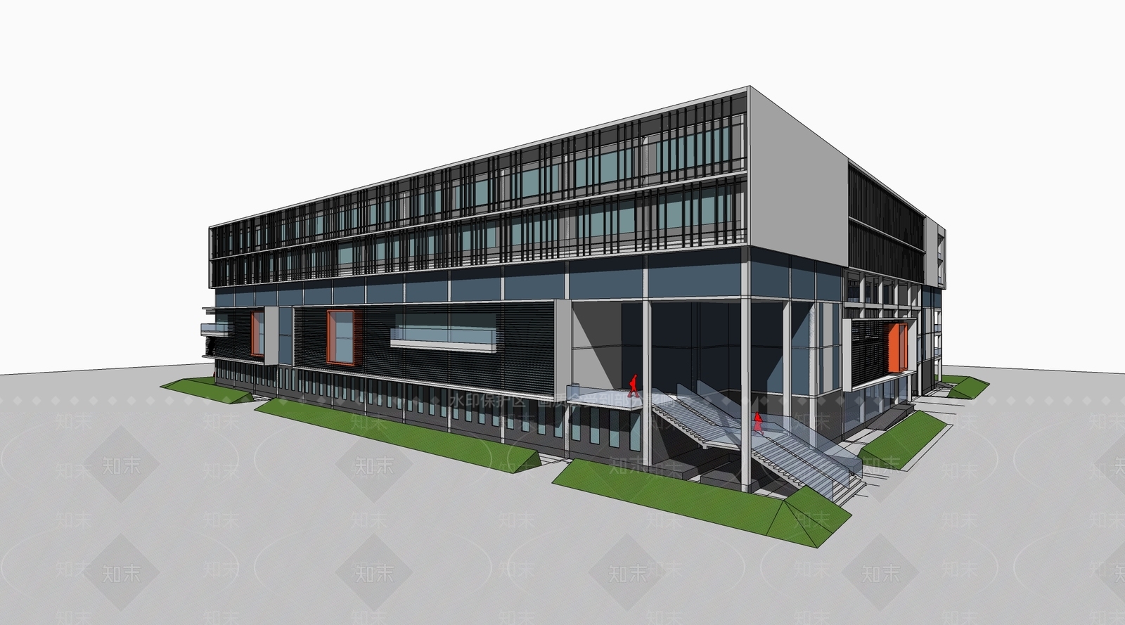 现代图书馆建筑SU模型下载【ID:1172451785】