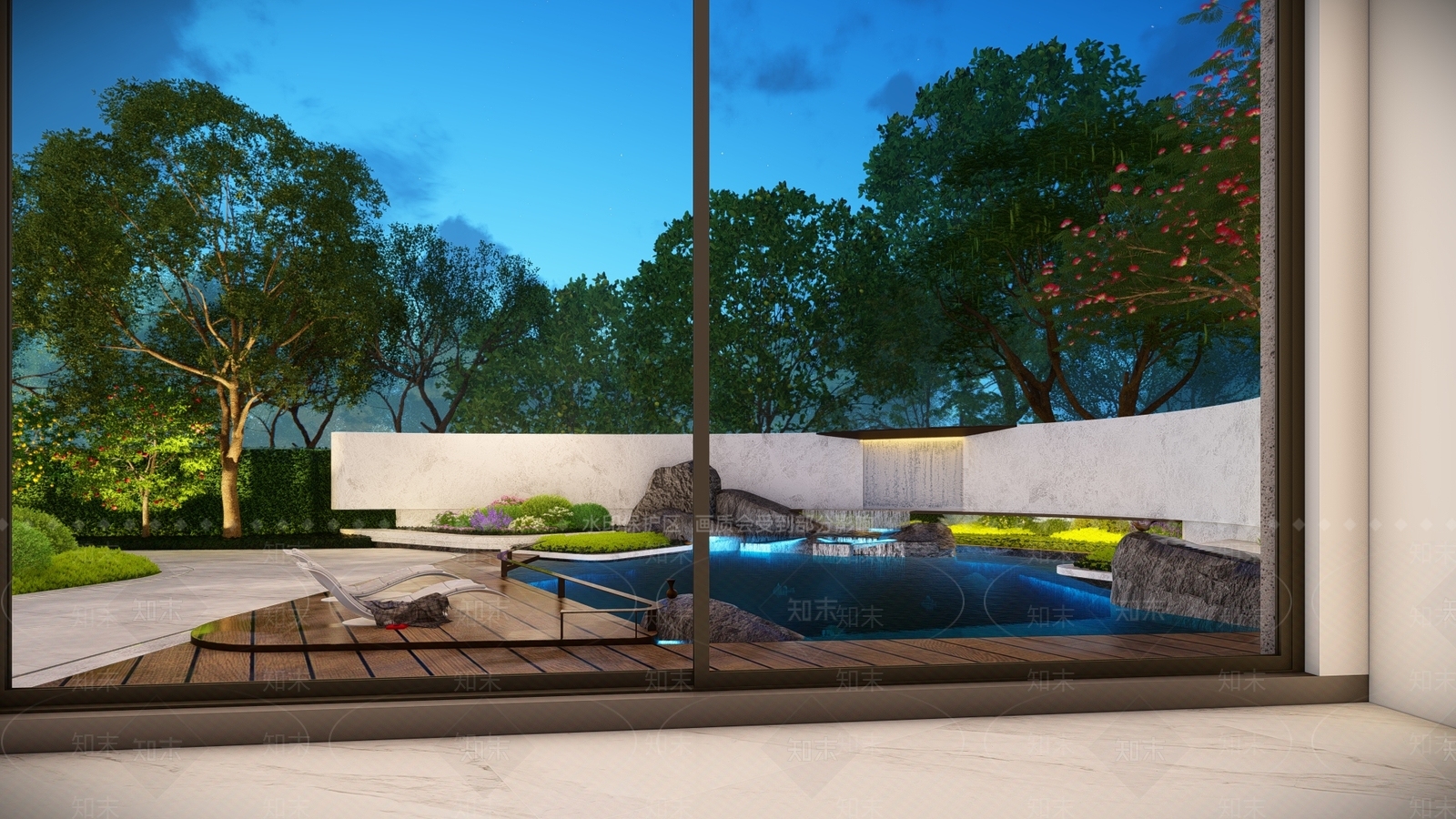 现代极简别墅庭院SU模型下载【ID:1172456142】