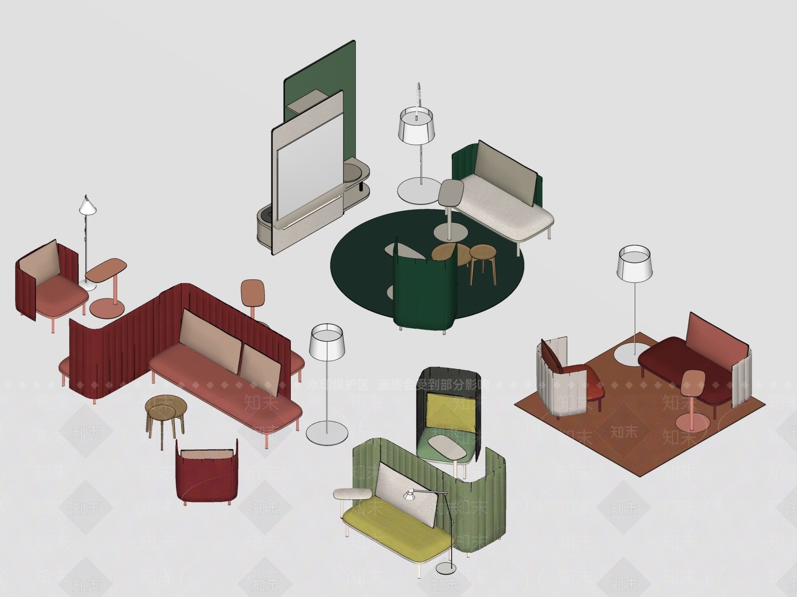 现代简约沙发组合SU模型下载【ID:1172456324】