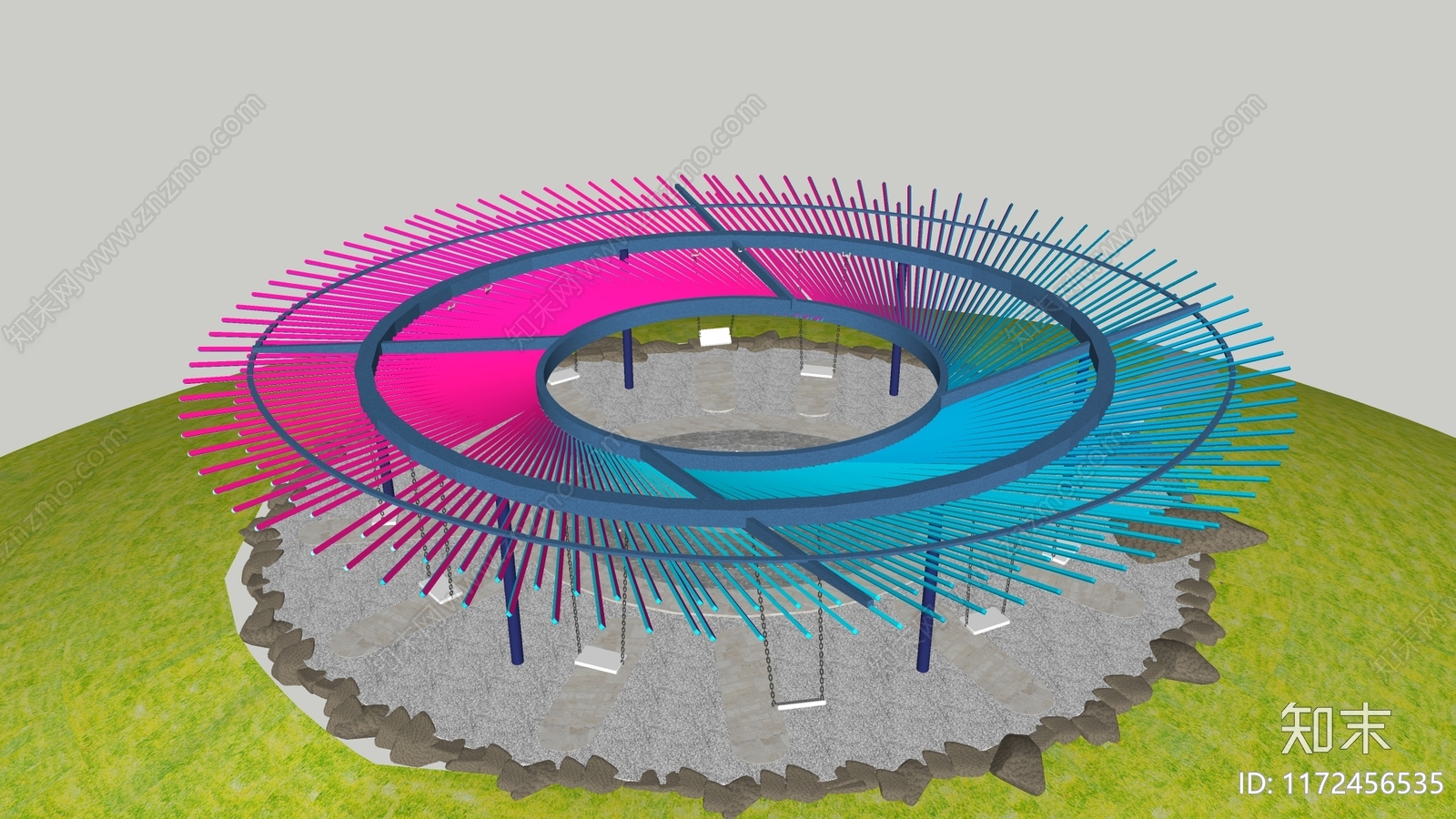 现代秋千SU模型下载【ID:1172456535】