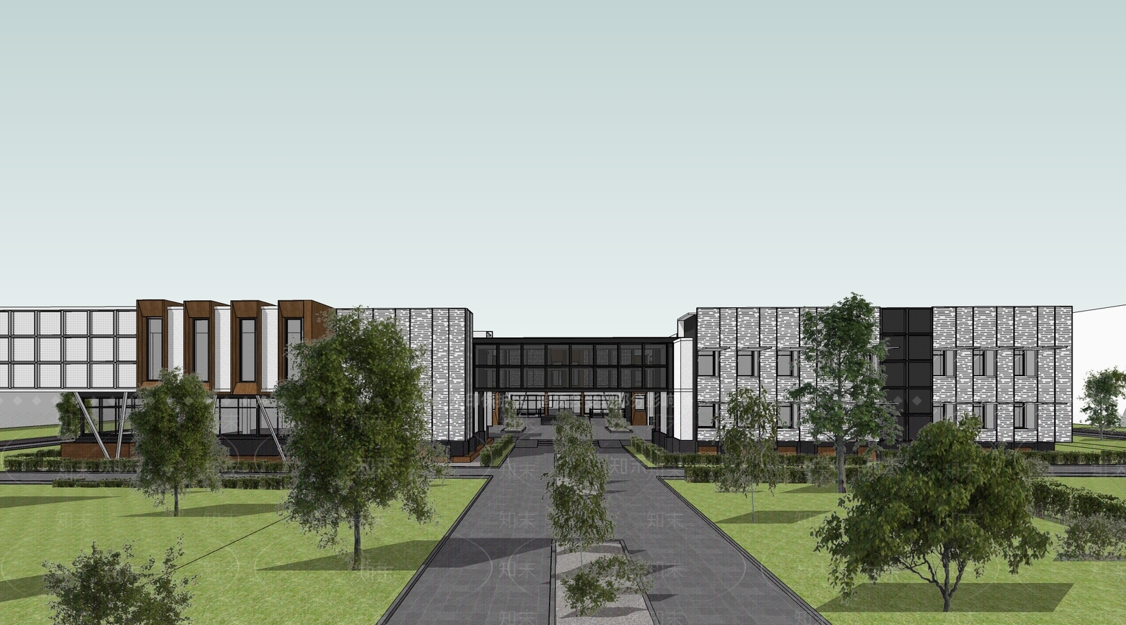 现代学校建筑SU模型下载【ID:1172456017】