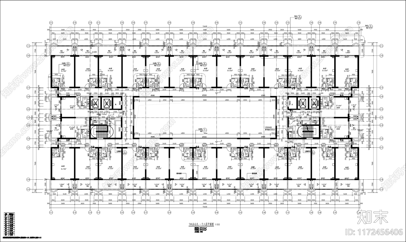 现代办公楼建筑cad施工图下载【ID:1172456406】