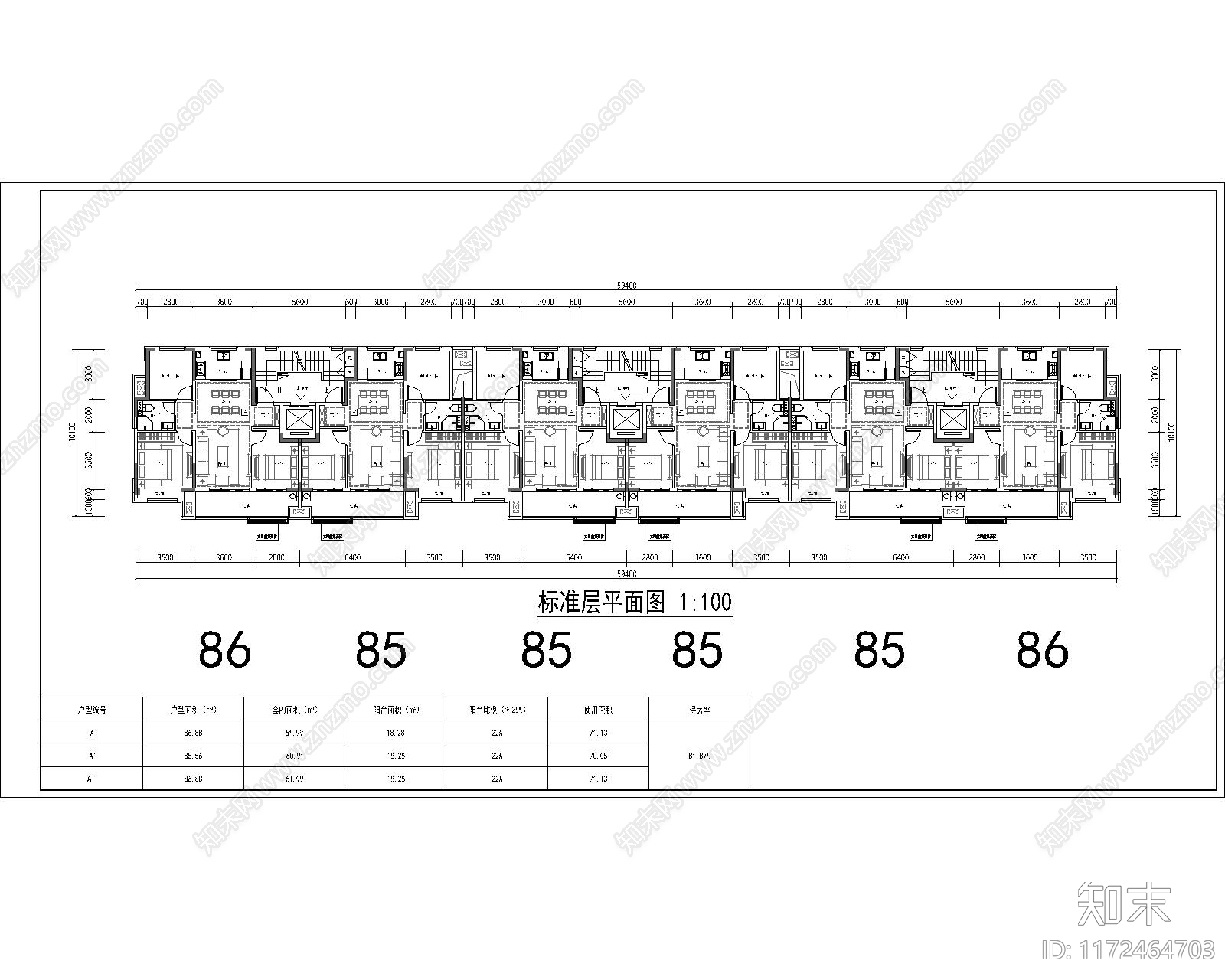 现代住宅楼建筑施工图下载【ID:1172464703】