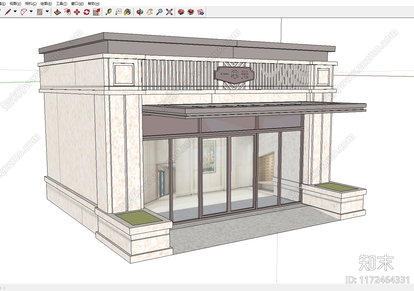 现代新中式小区建筑SU模型下载【ID:1172464331】