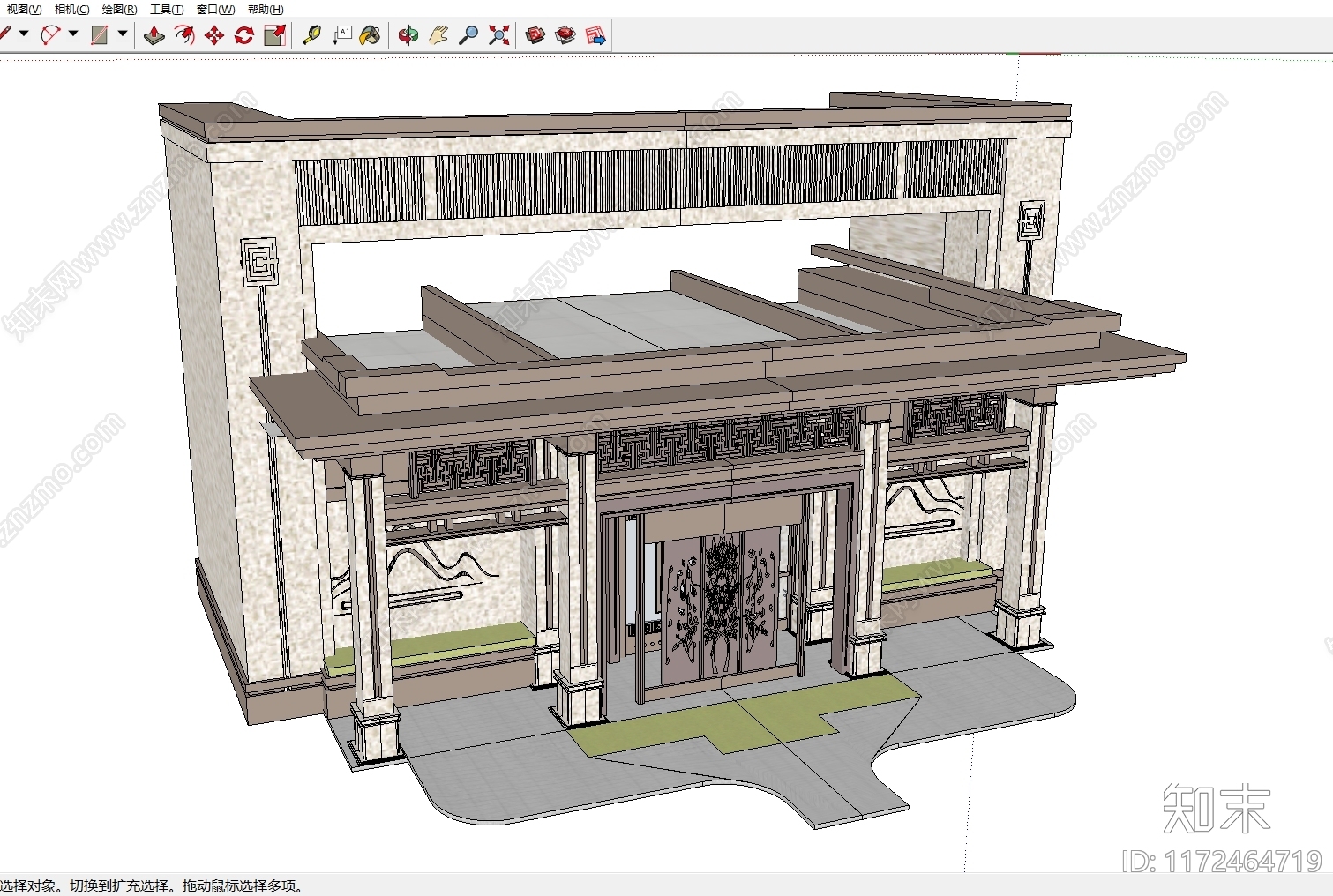 现代新中式小区建筑SU模型下载【ID:1172464719】