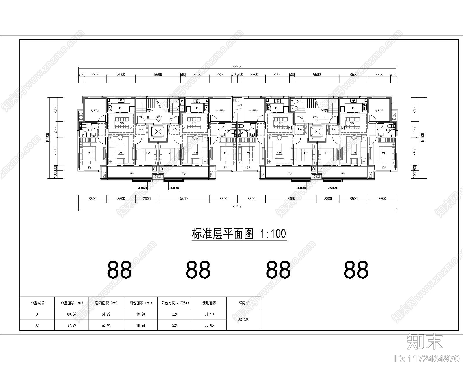 现代住宅楼建筑施工图下载【ID:1172464970】