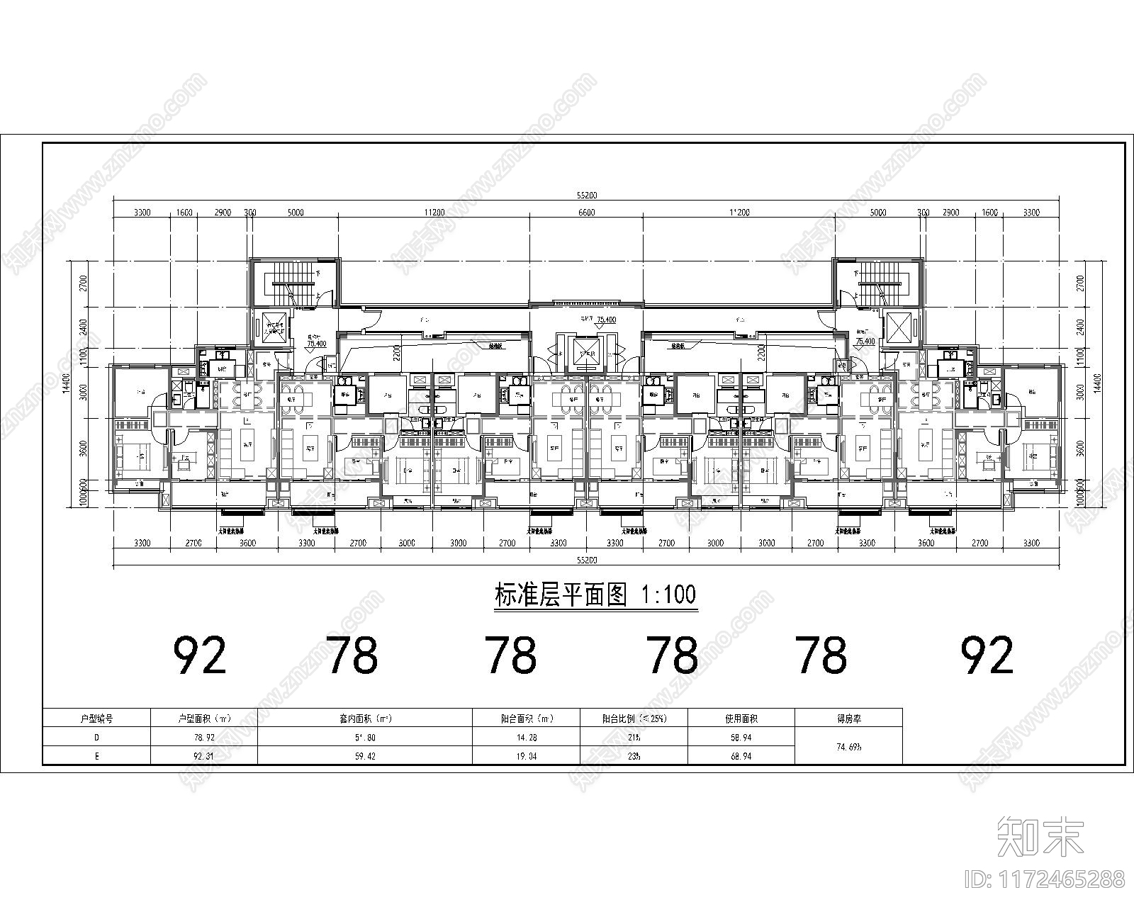 现代住宅楼建筑施工图下载【ID:1172465288】