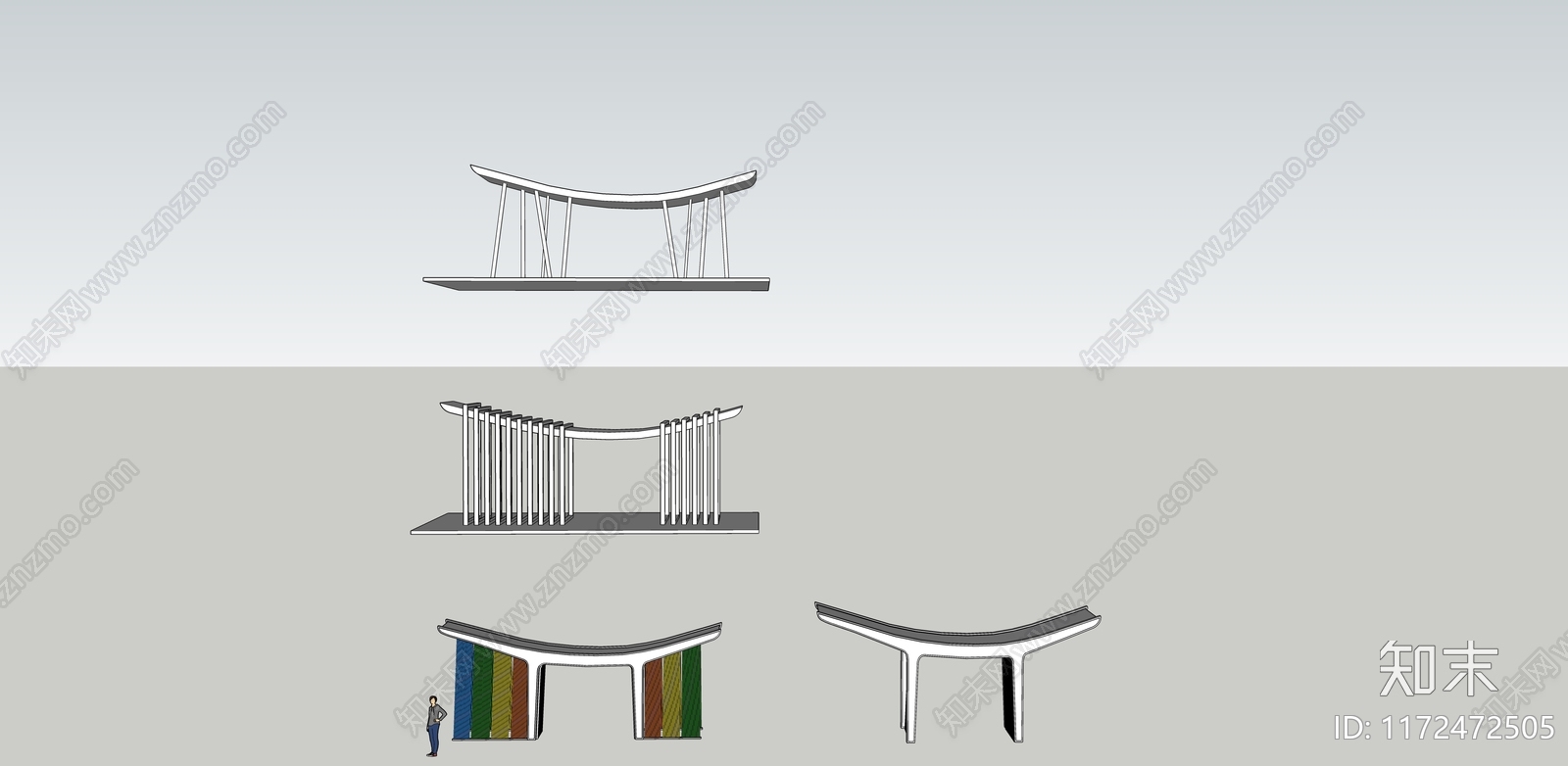 现代雕塑小品SU模型下载【ID:1172472505】