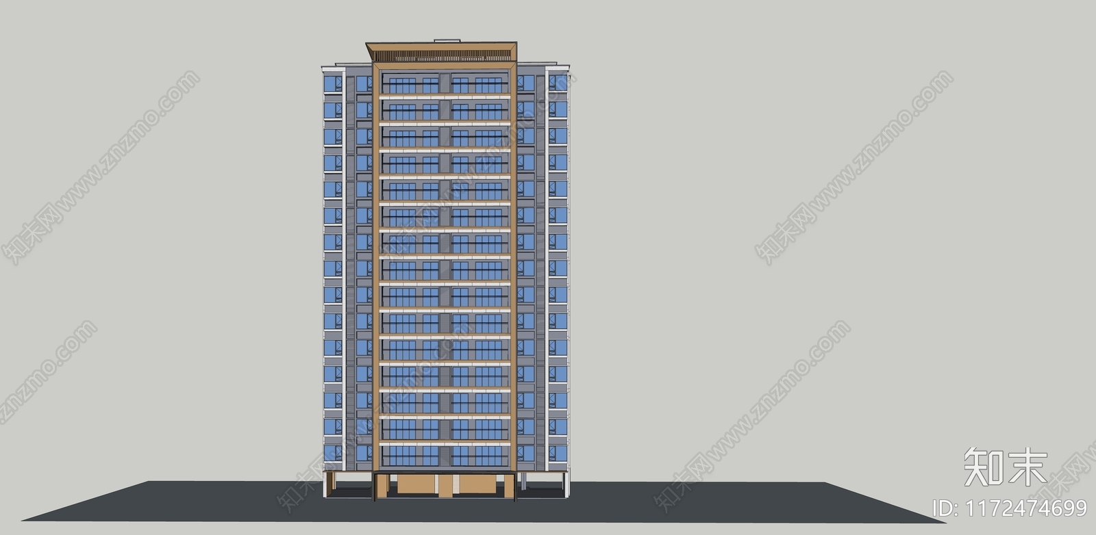 现代极简高层住宅SU模型下载【ID:1172474699】