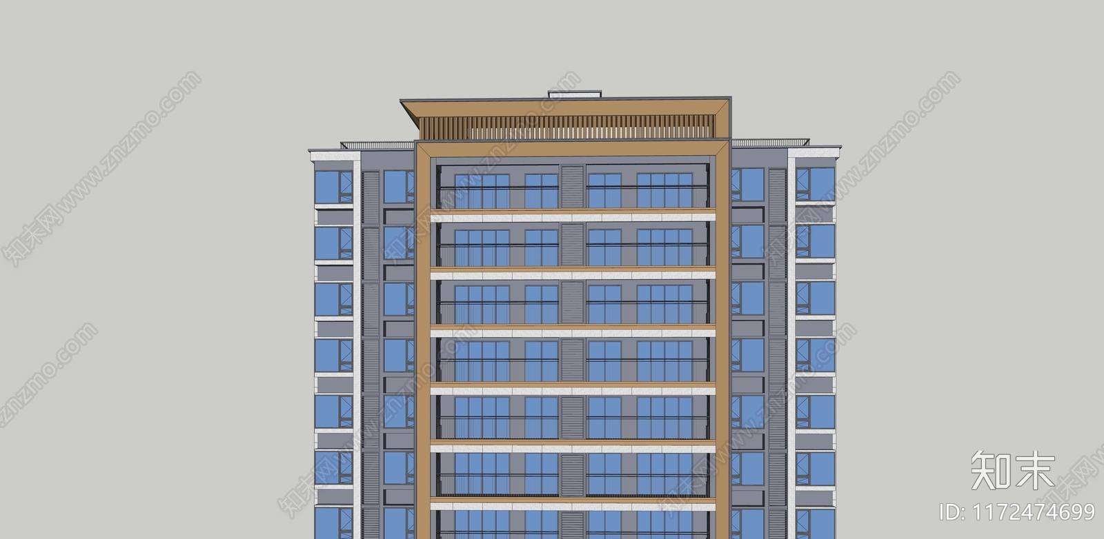 现代极简高层住宅SU模型下载【ID:1172474699】