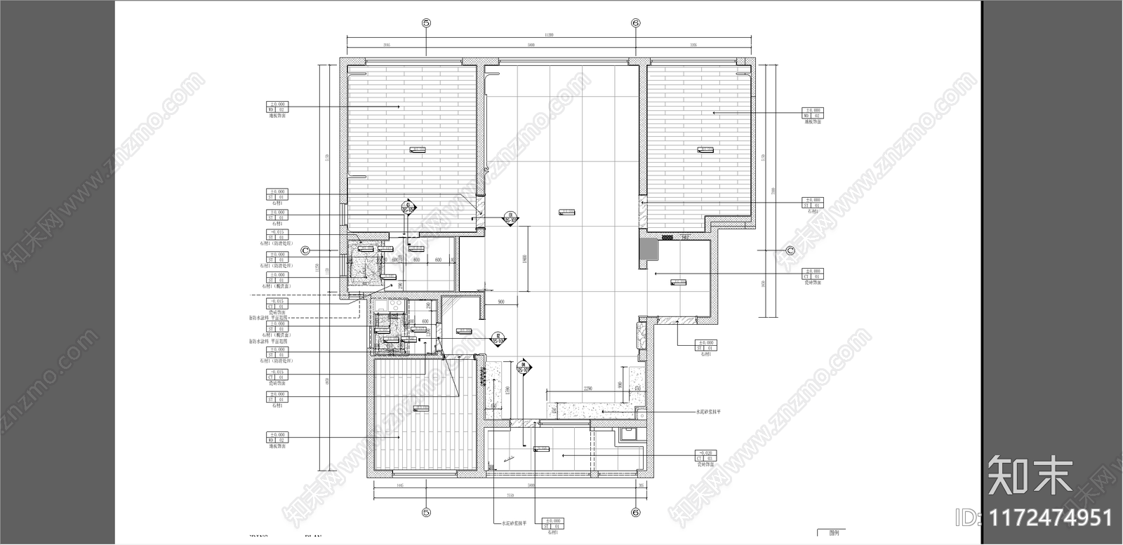 极简整体家装空间cad施工图下载【ID:1172474951】