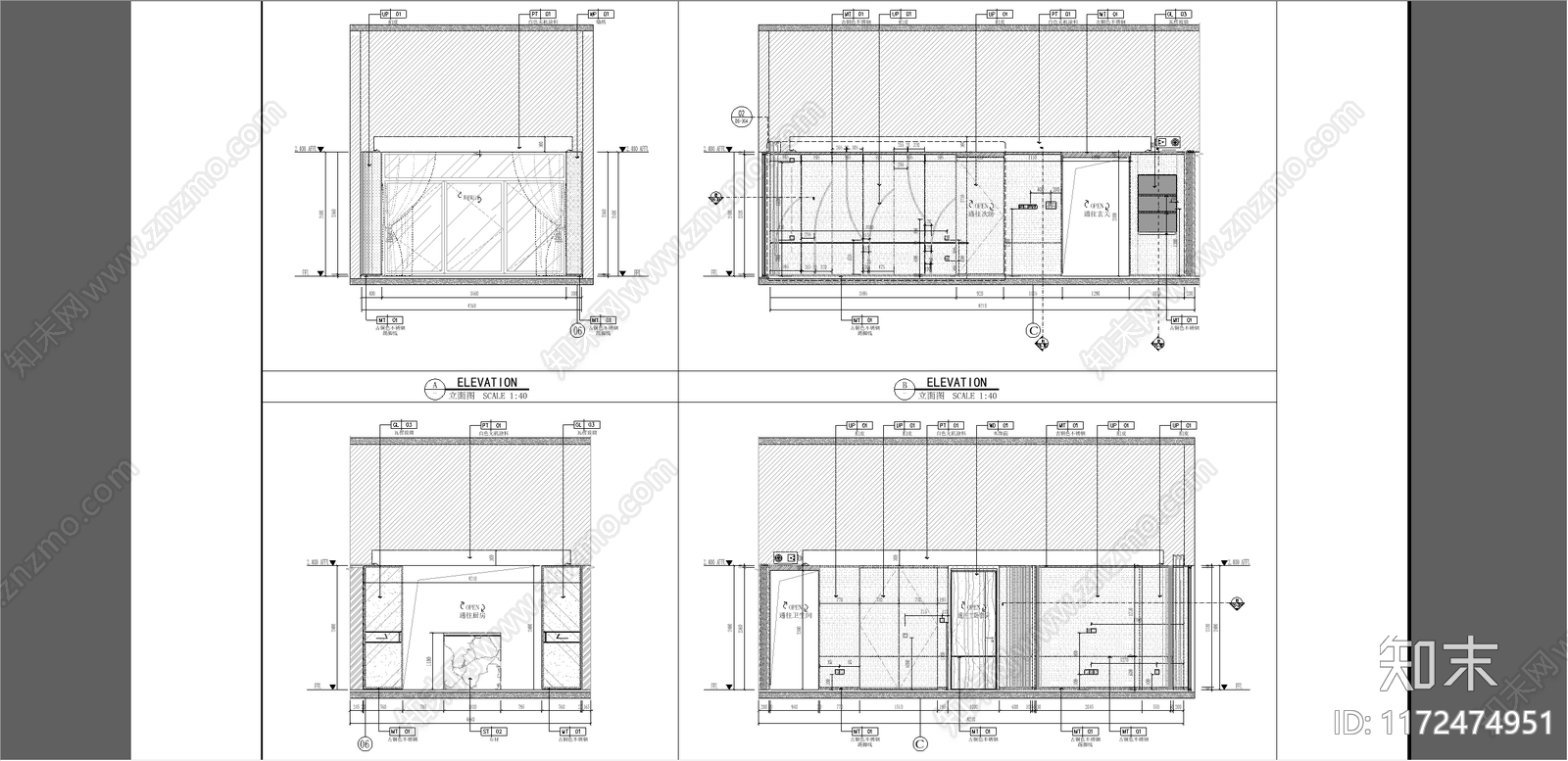 极简整体家装空间cad施工图下载【ID:1172474951】