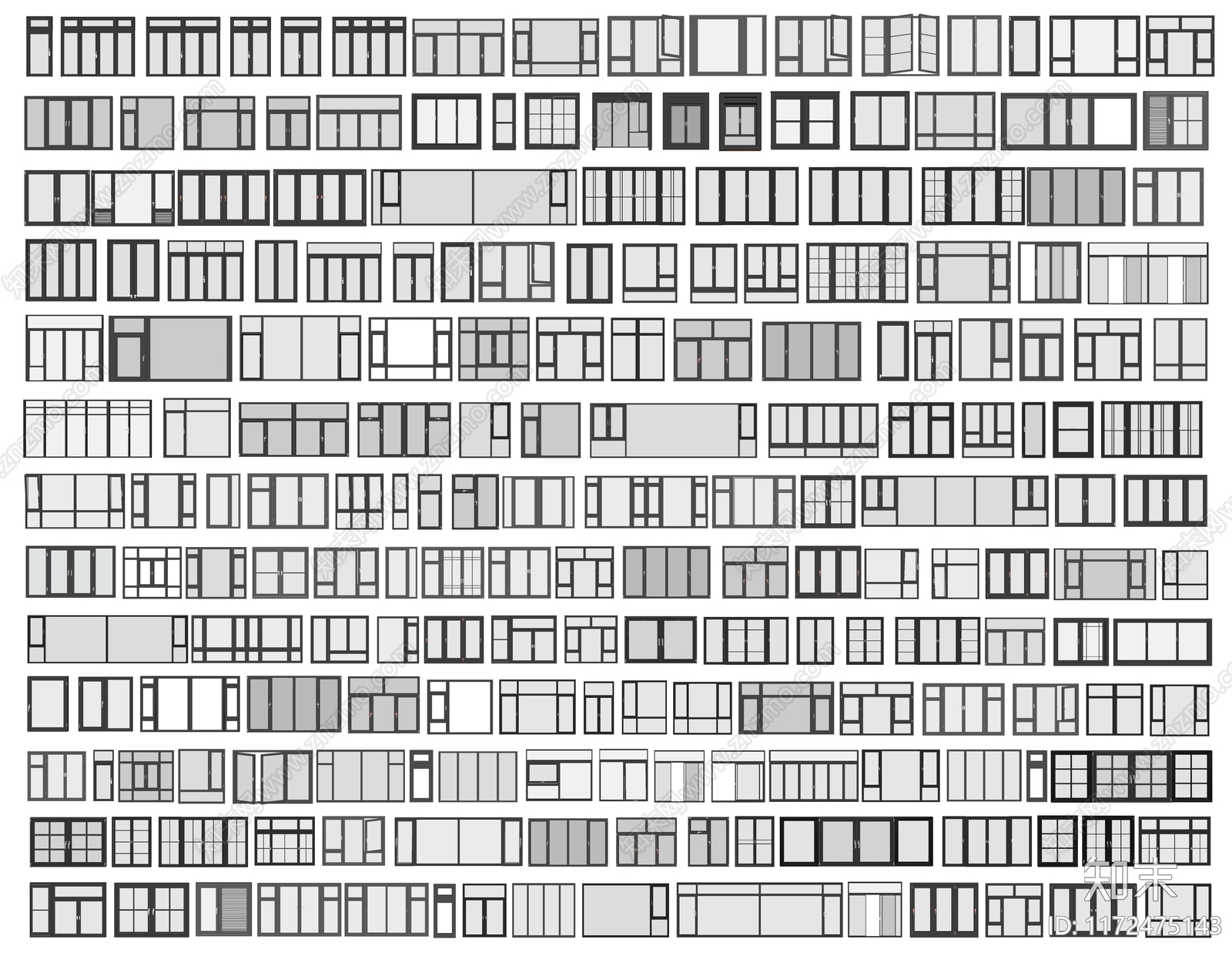 现代窗户组合SU模型下载【ID:1172475143】