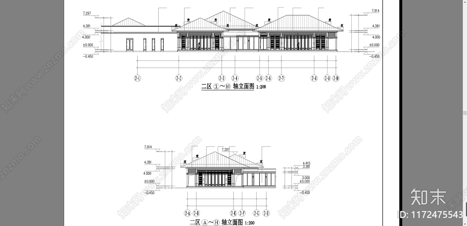 中式酒店建筑施工图下载【ID:1172475543】