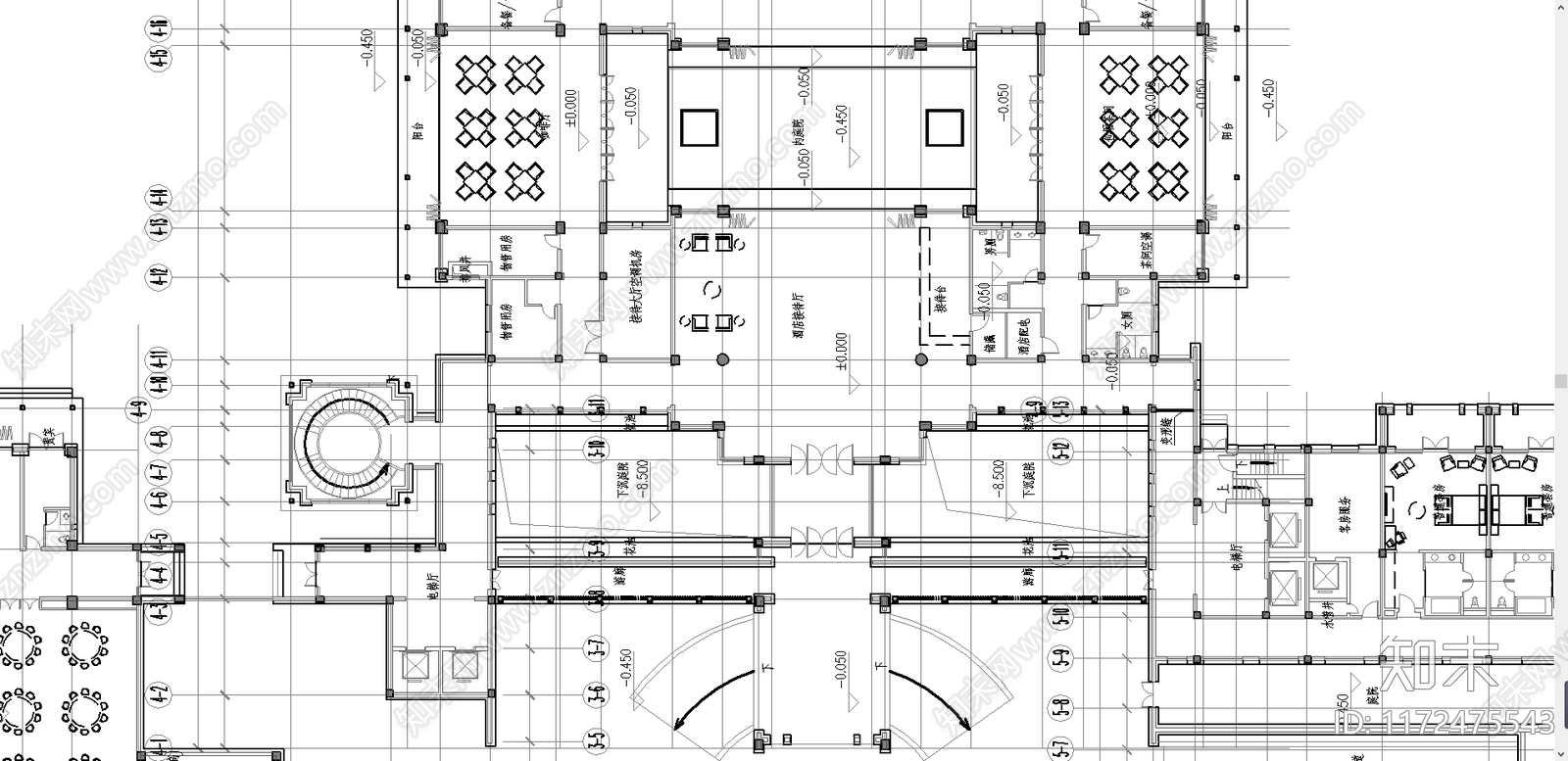 中式酒店建筑施工图下载【ID:1172475543】