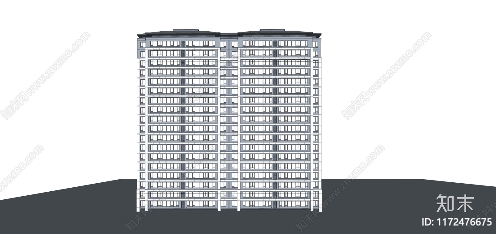 现代新中式高层住宅SU模型下载【ID:1172476675】