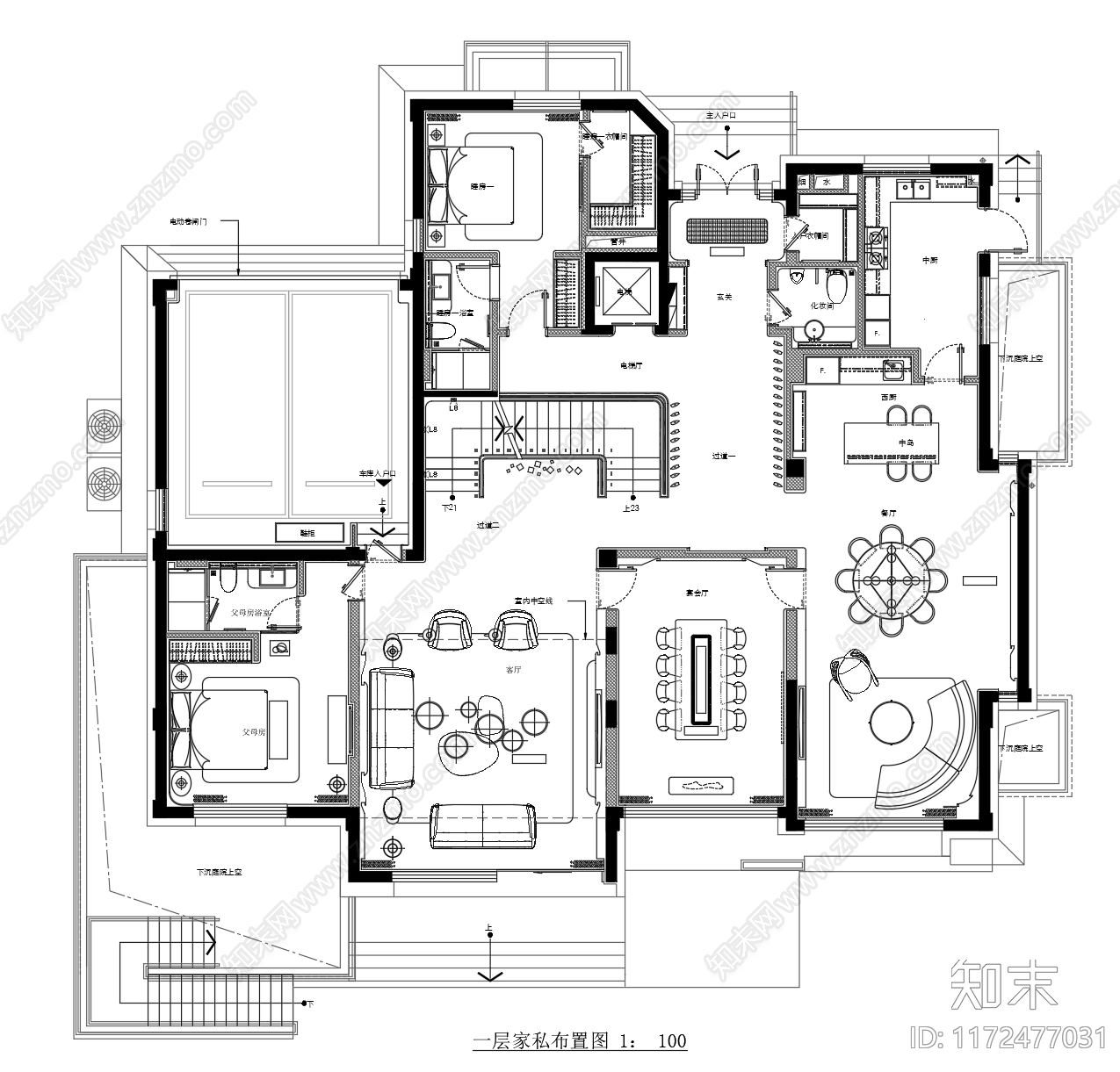 现代整体家装空间cad施工图下载【ID:1172477031】