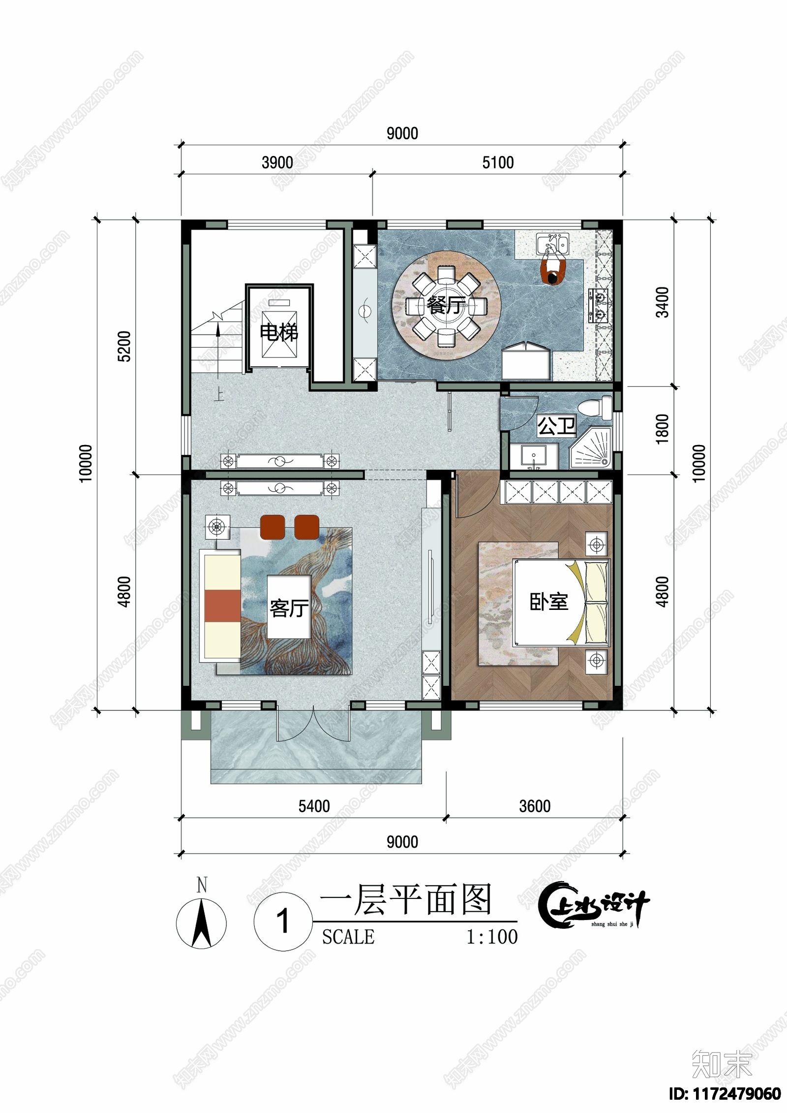 现代新中式别墅建筑施工图下载【ID:1172479060】