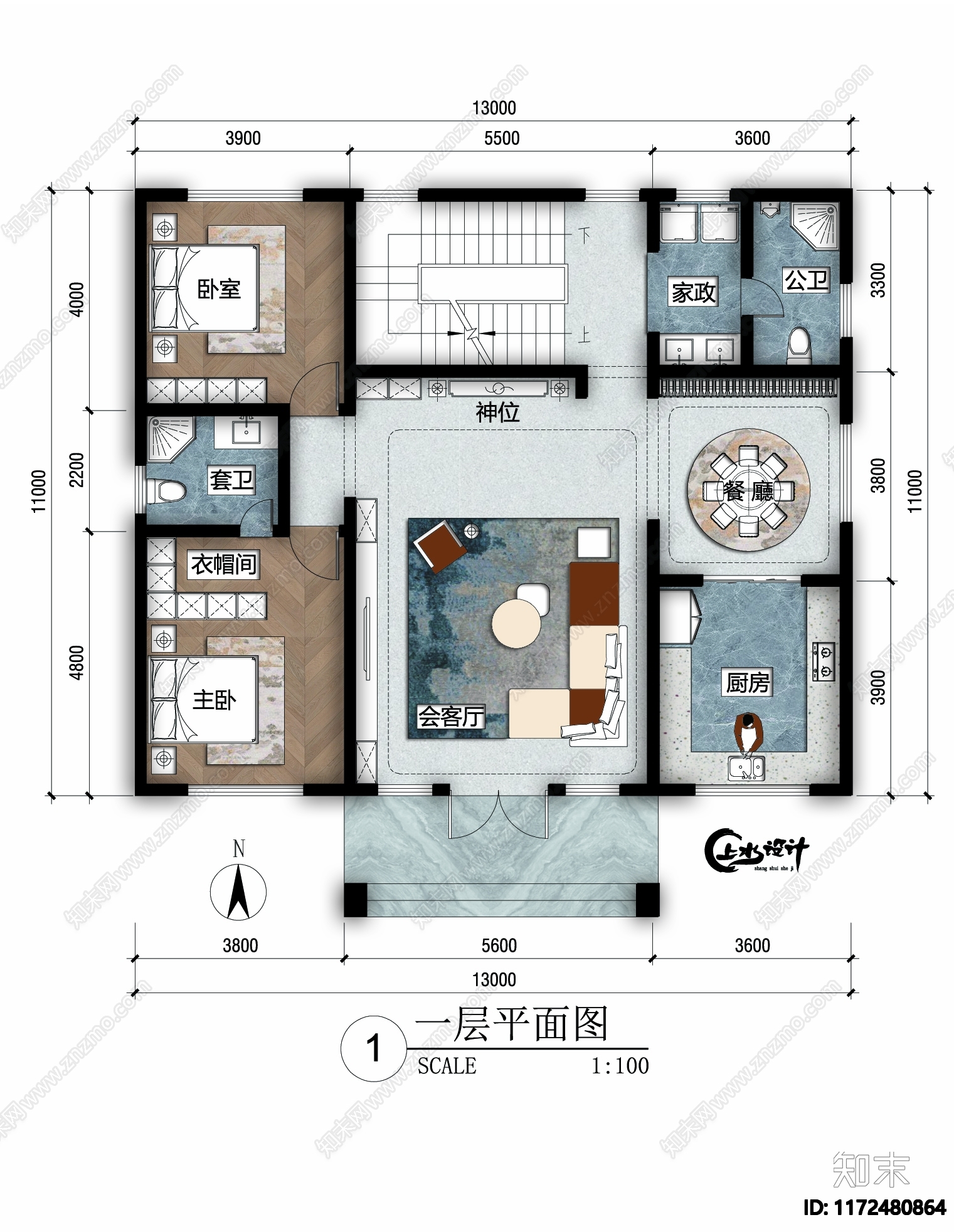 新中式欧式别墅建筑施工图下载【ID:1172480864】