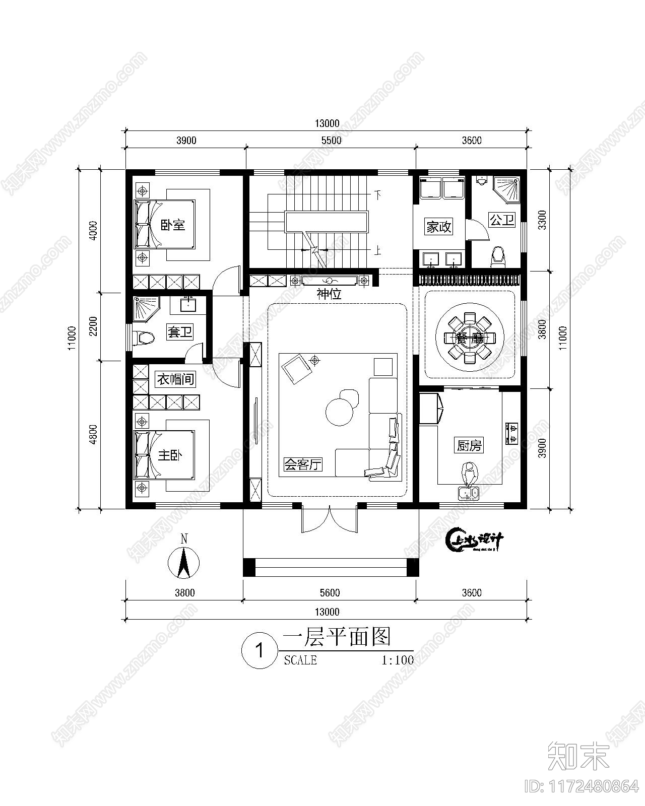 新中式欧式别墅建筑施工图下载【ID:1172480864】