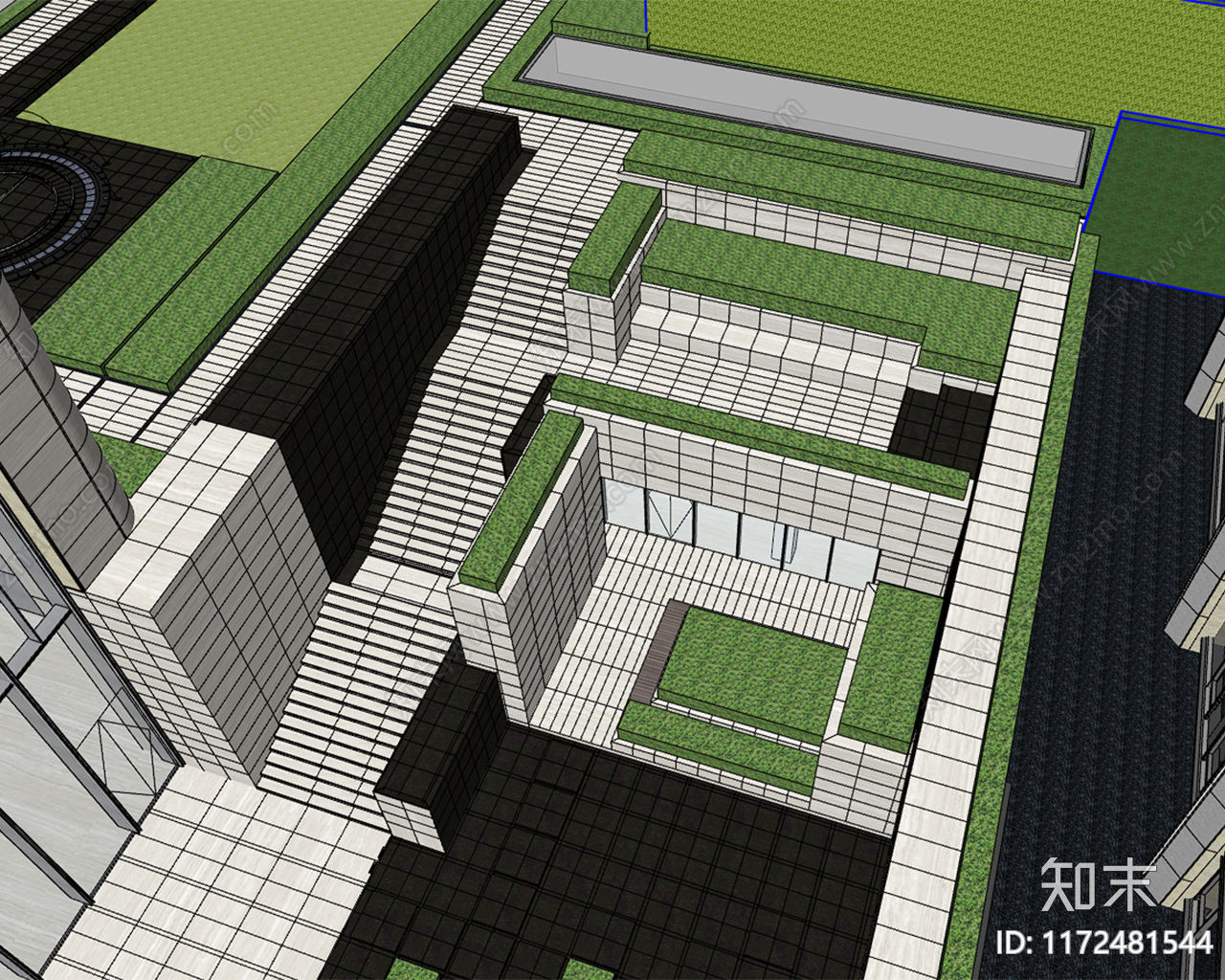 现代简约小区景观SU模型下载【ID:1172481544】