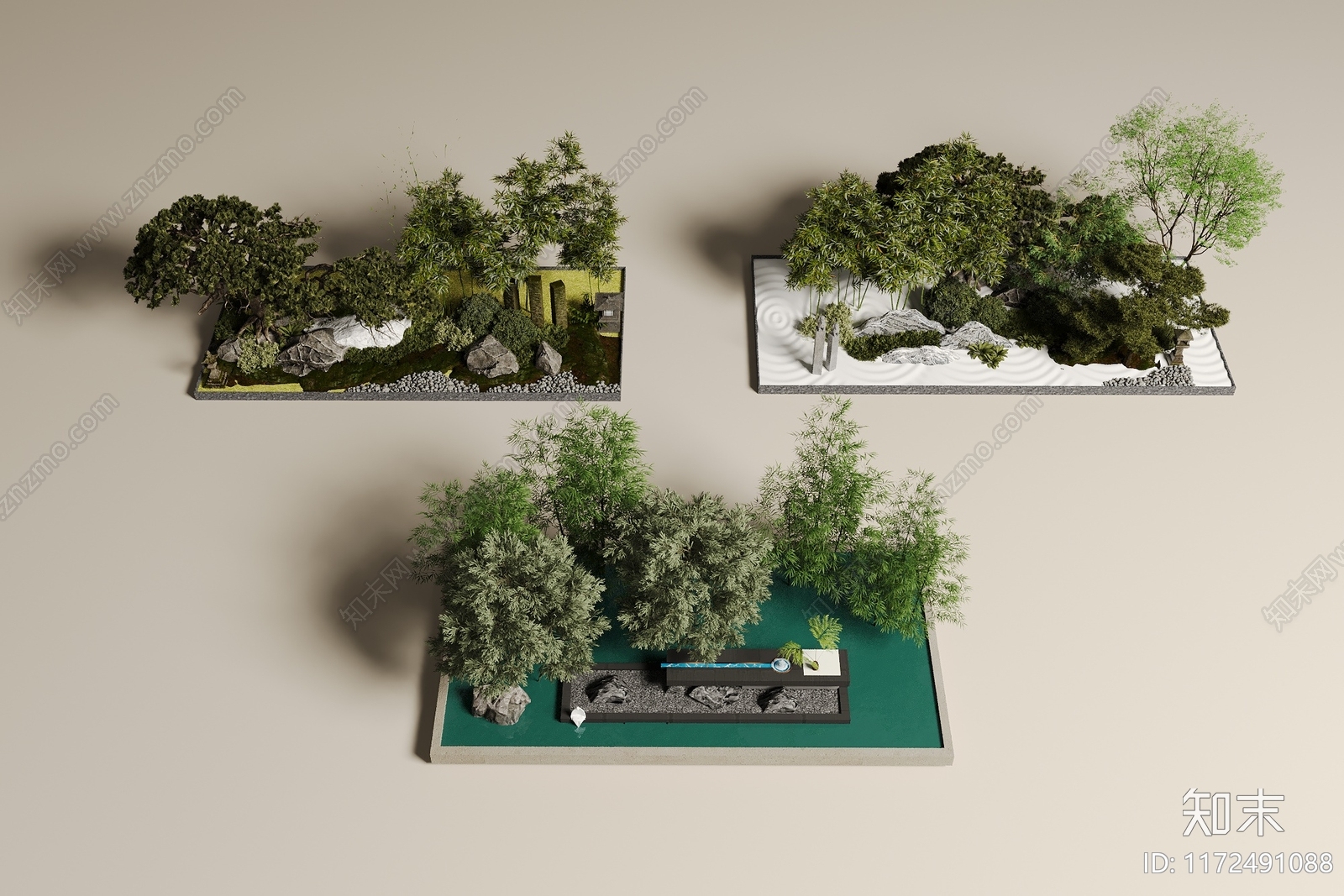 现代中式假山水景3D模型下载【ID:1172491088】