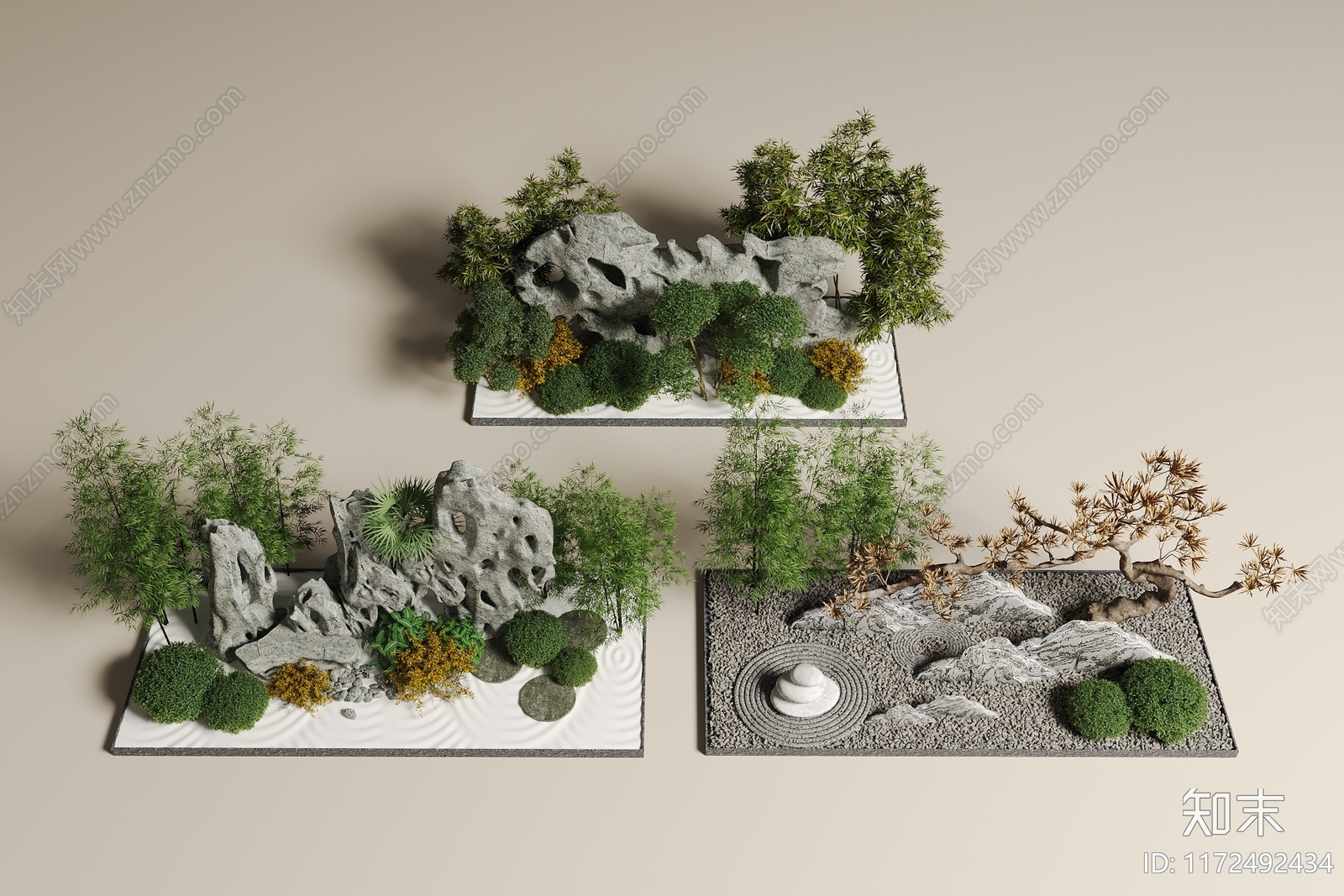 中式现代假山水景3D模型下载【ID:1172492434】