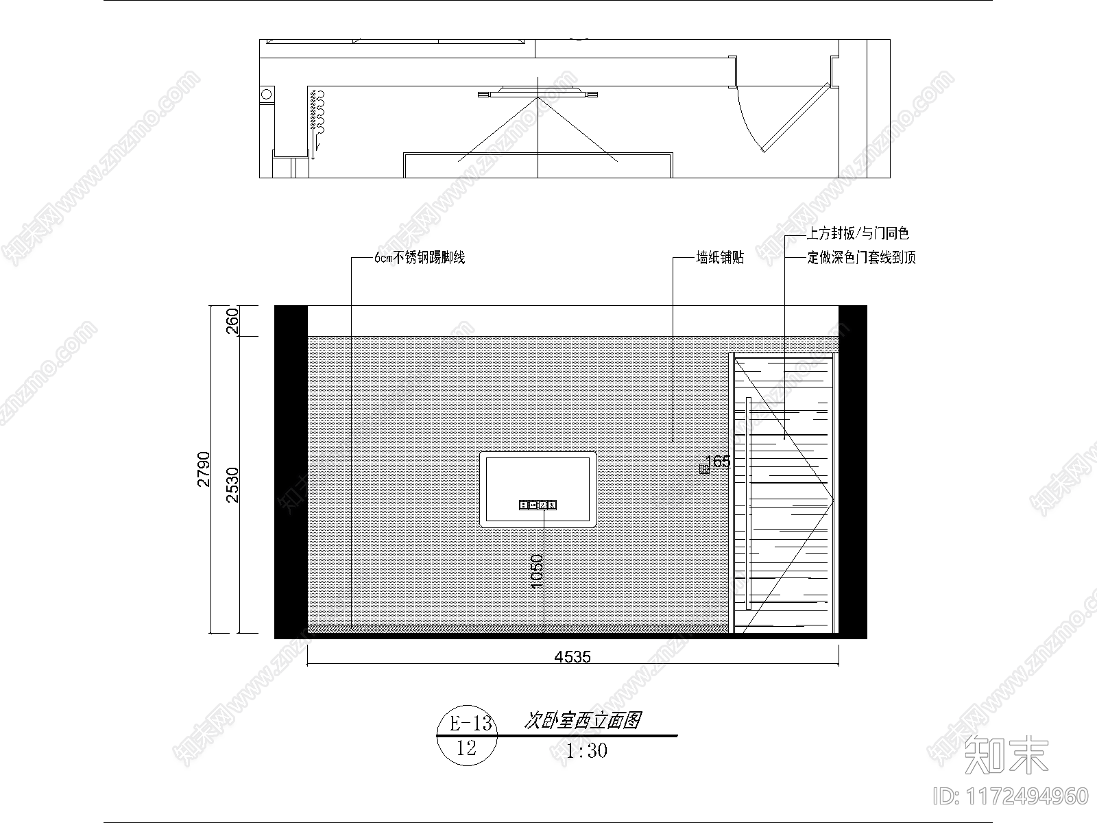 现代卧室施工图下载【ID:1172494960】