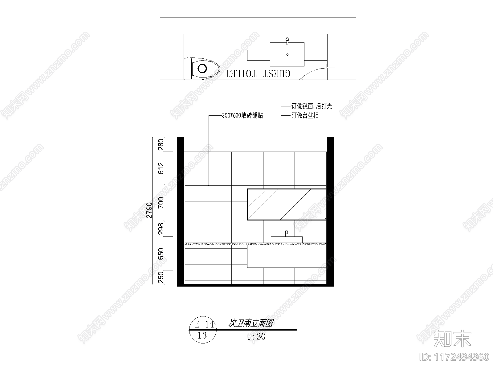 现代卧室施工图下载【ID:1172494960】