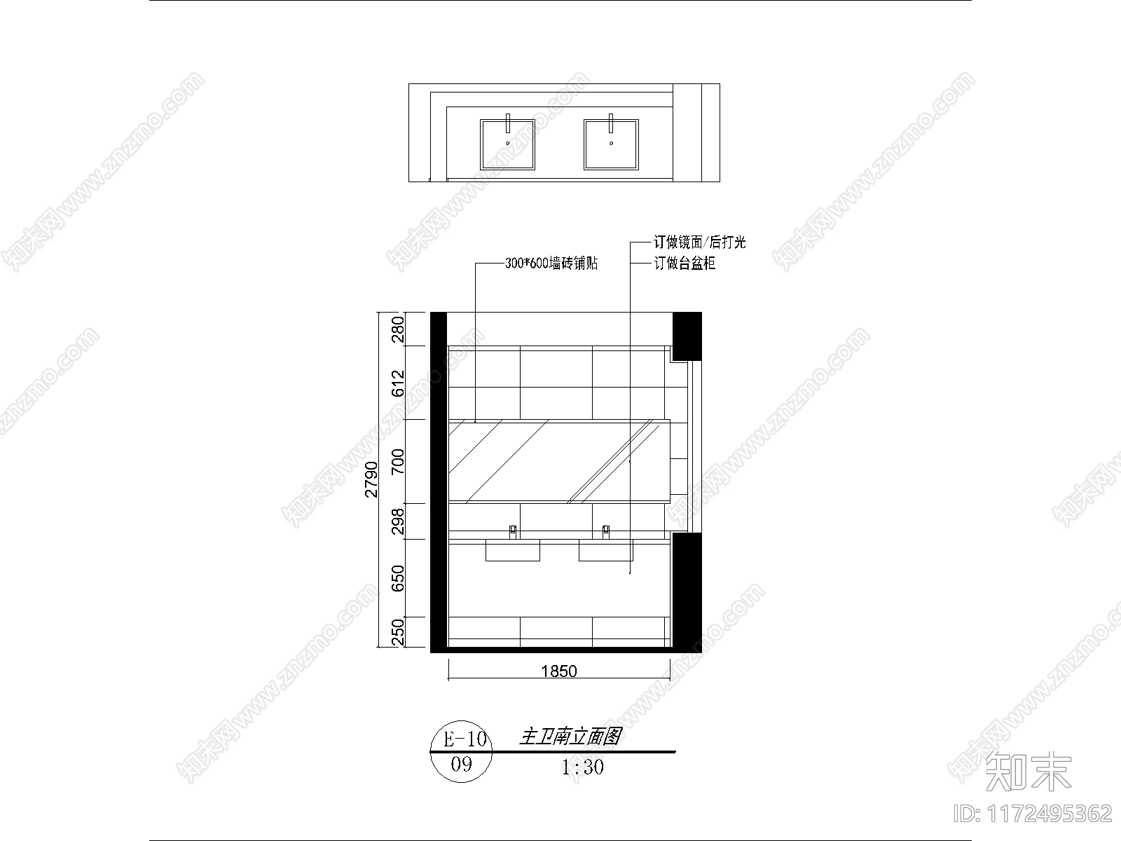 现代卧室施工图下载【ID:1172495362】