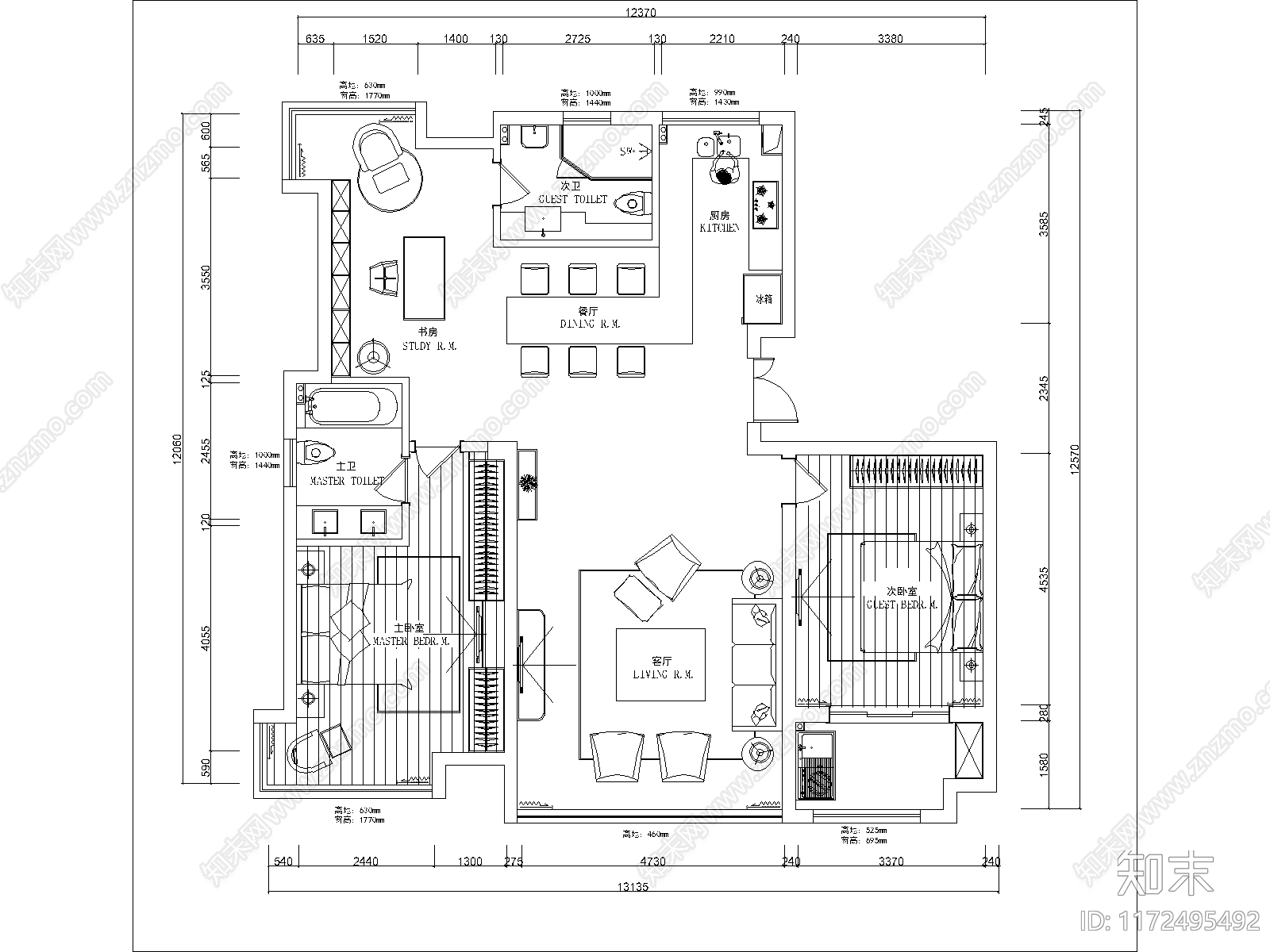 现代客厅施工图下载【ID:1172495492】