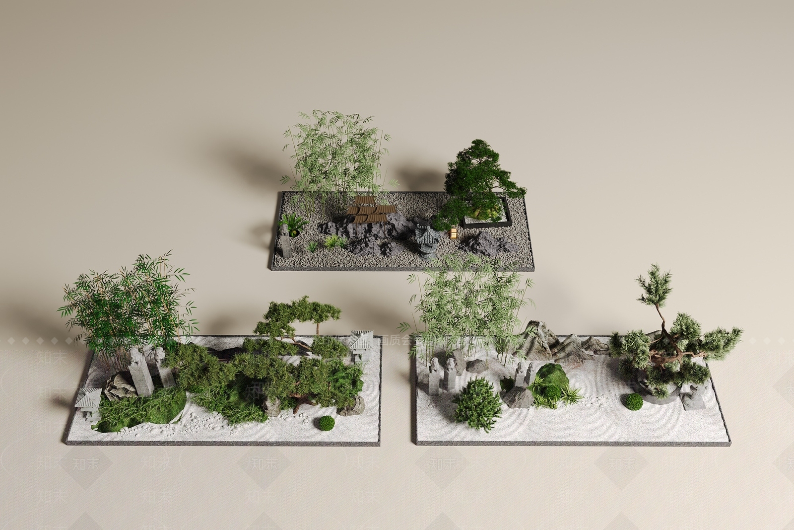 现代中式假山水景3D模型下载【ID:1172496492】