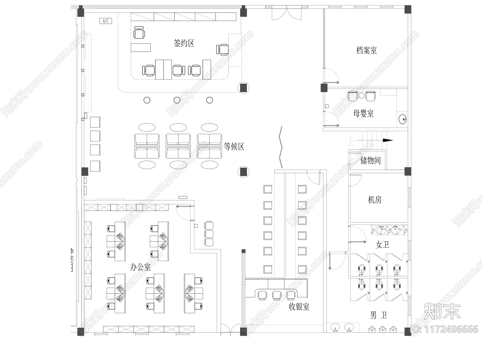 现代售楼处cad施工图下载【ID:1172496666】