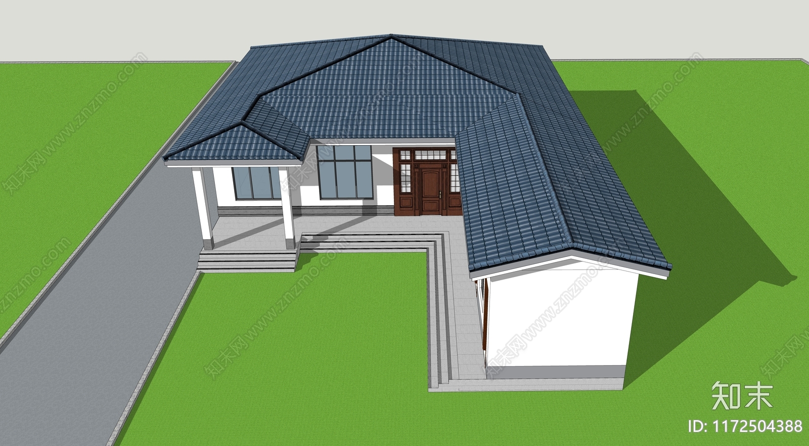 现代新中式乡村民房SU模型下载【ID:1172504388】
