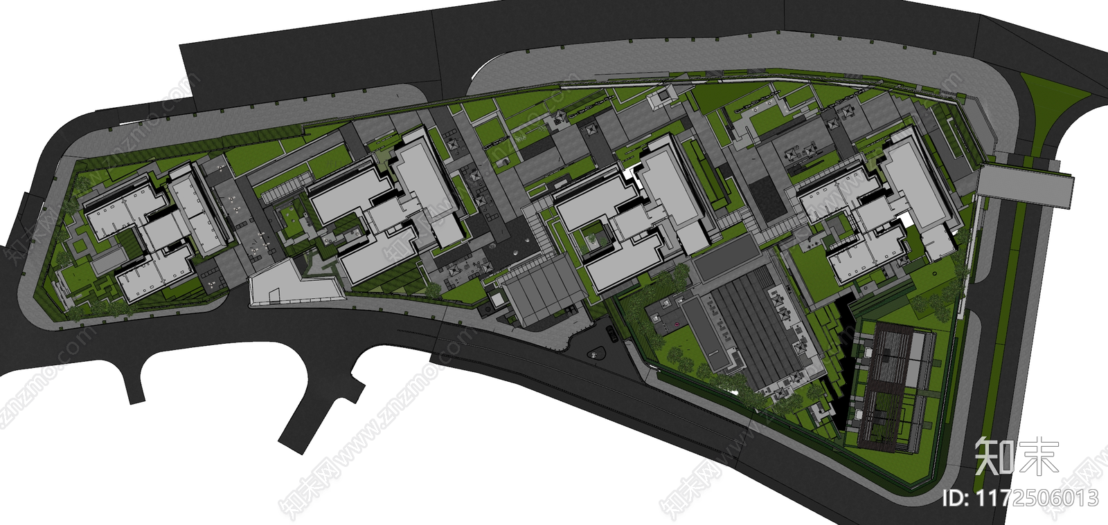 现代小区景观SU模型下载【ID:1172506013】