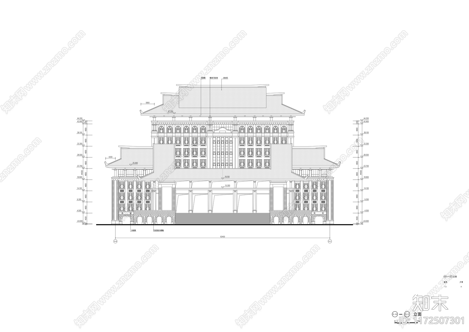 现代图书馆建筑cad施工图下载【ID:1172507301】