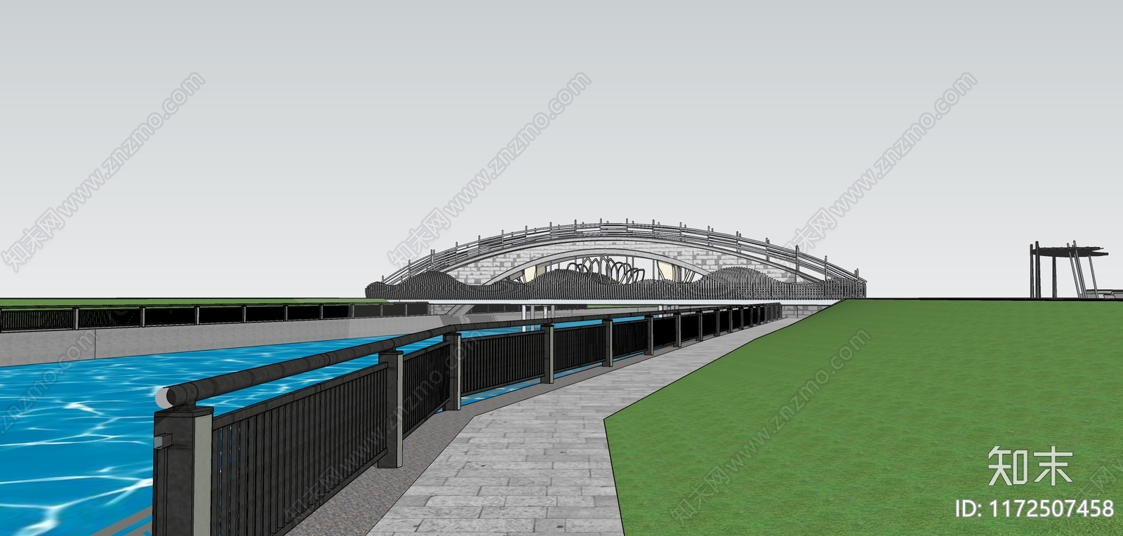现代滨水景观SU模型下载【ID:1172507458】