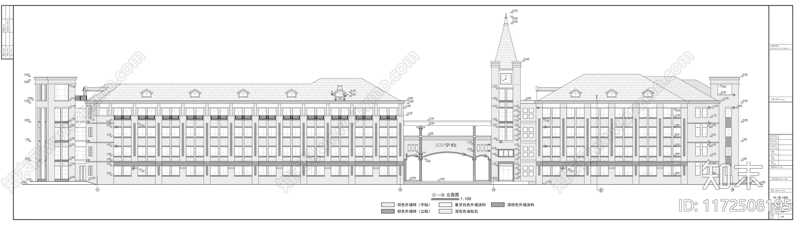 欧式学校建筑施工图下载【ID:1172508195】