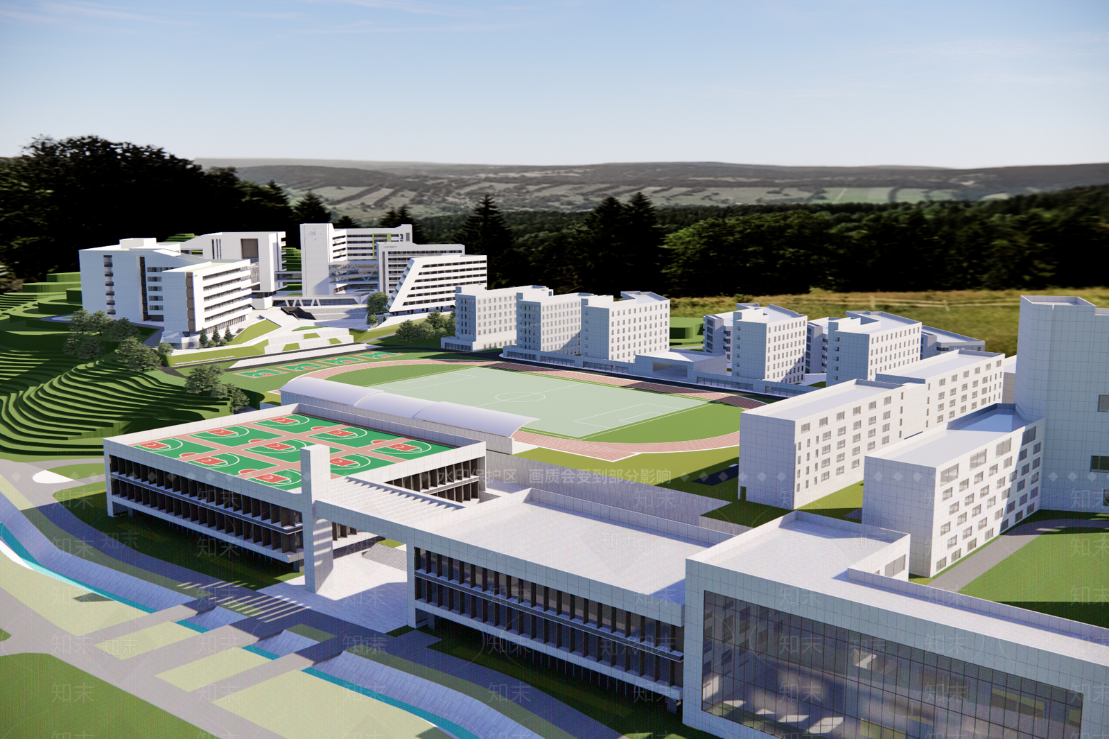 现代学校建筑SU模型下载【ID:1172509609】