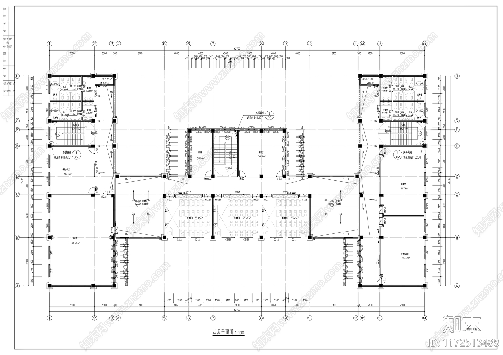 现代学校建筑cad施工图下载【ID:1172513488】