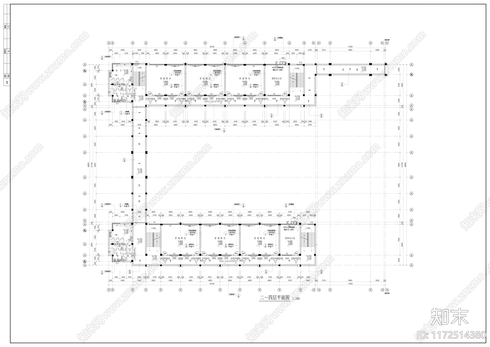 现代学校建筑cad施工图下载【ID:1172514380】