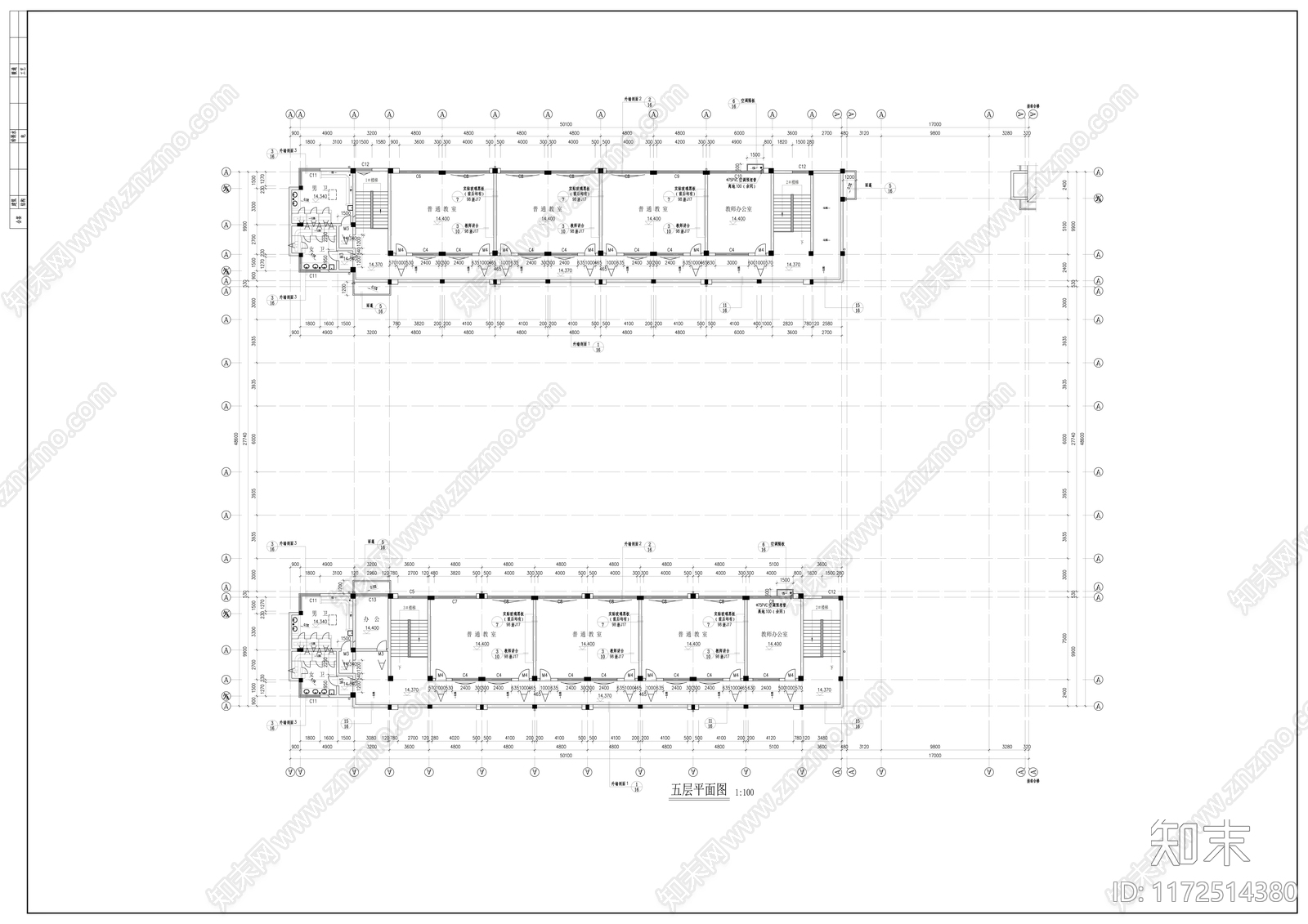 现代学校建筑cad施工图下载【ID:1172514380】