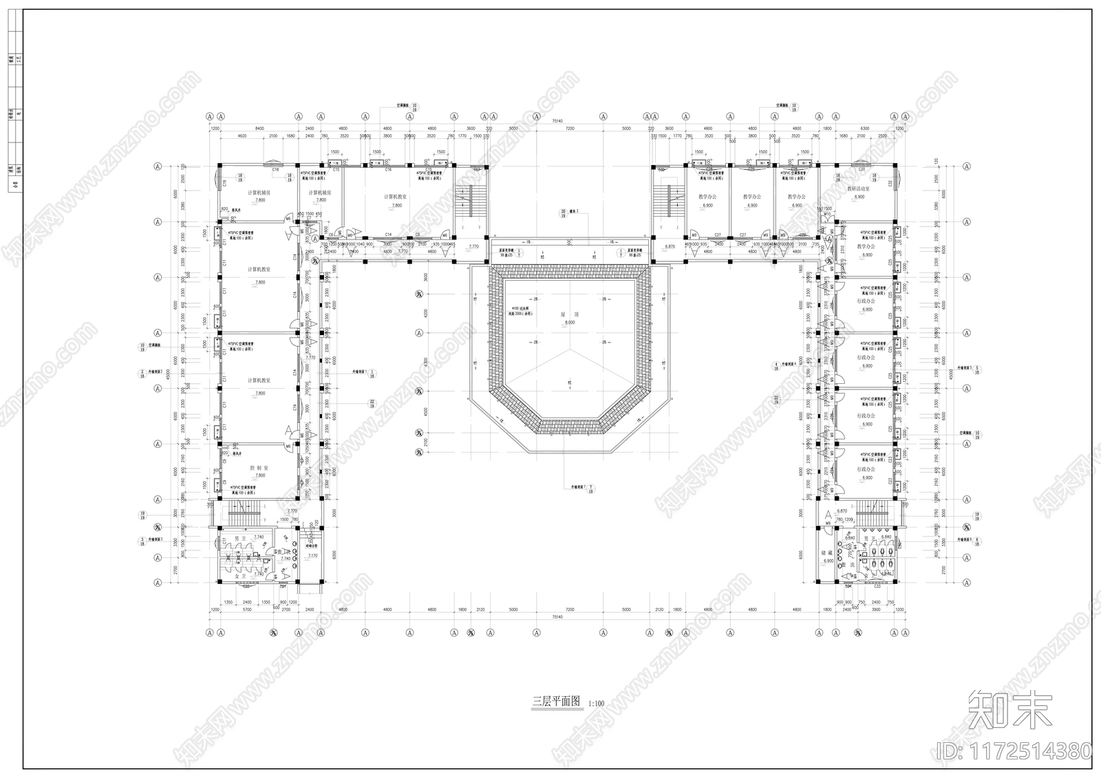 现代学校建筑cad施工图下载【ID:1172514380】