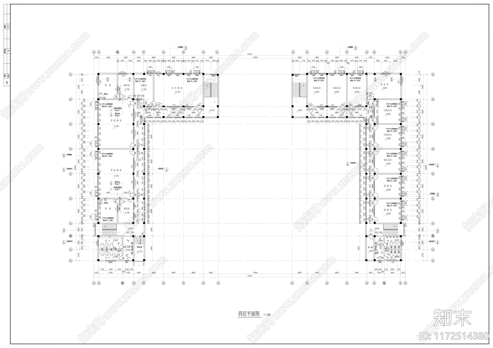 现代学校建筑cad施工图下载【ID:1172514380】